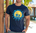 Tropical Sun & Fish Graphic T-Shirt: Hawaii Beach Tee