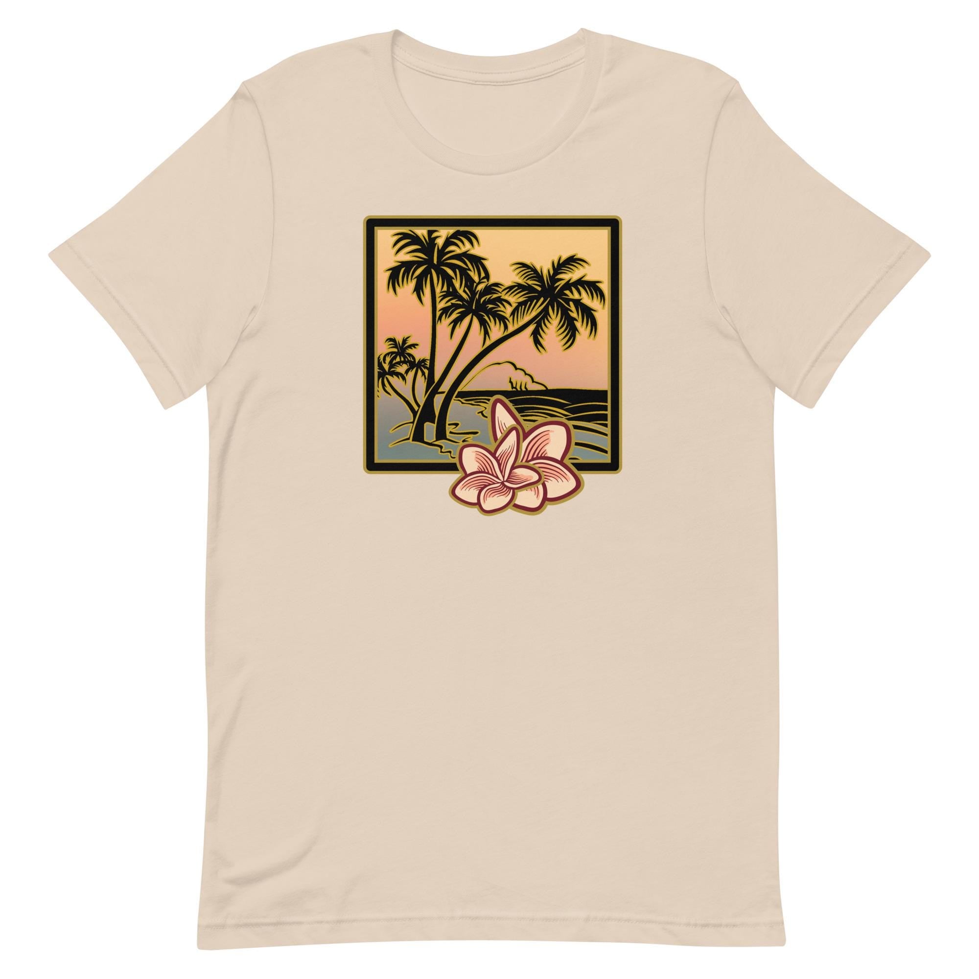 Tropical Palms & Plumeria T-Shirt: Hawaii Sunset Tee
