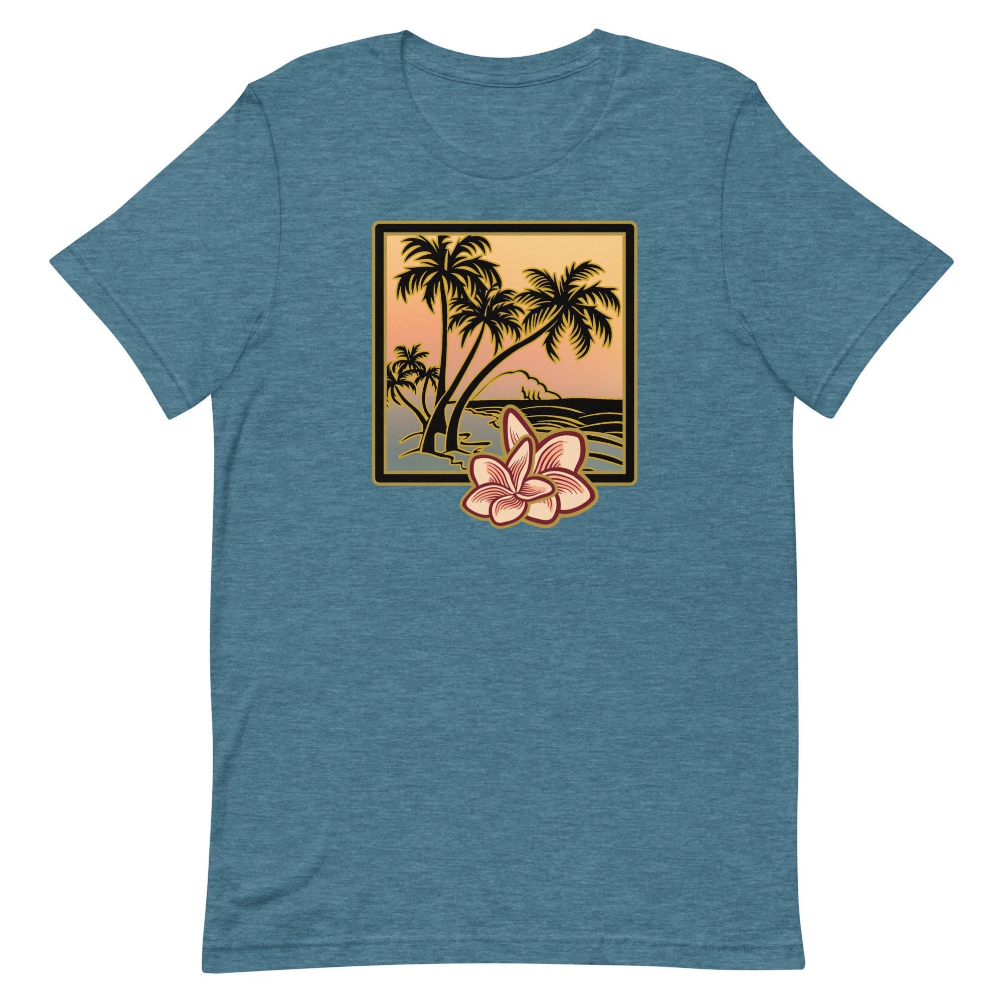 Tropical Palms & Plumeria T-Shirt: Hawaii Sunset Tee