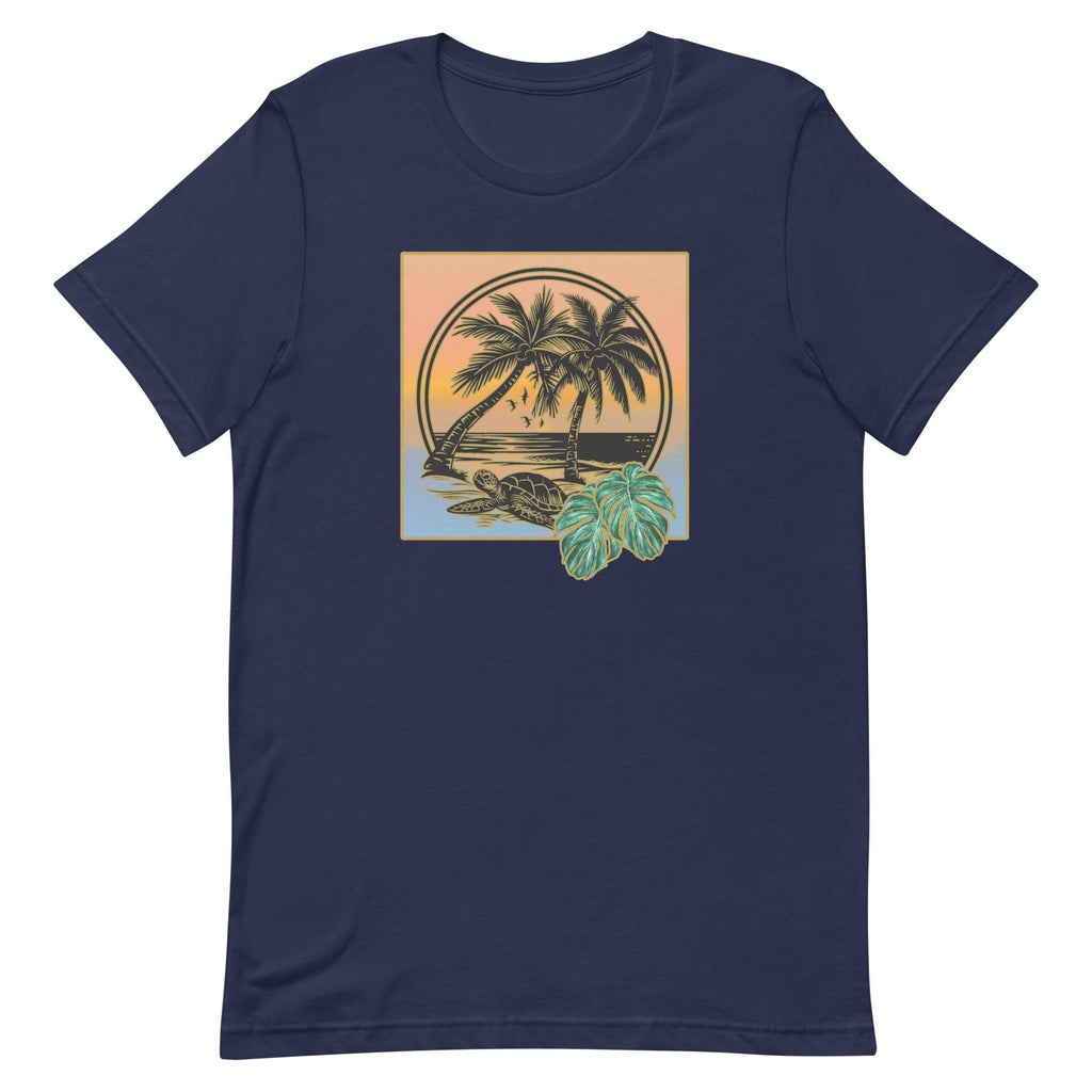 Tropical Turtle T-Shirt: Palms & Monstera Leaves, Hawaii Gift
