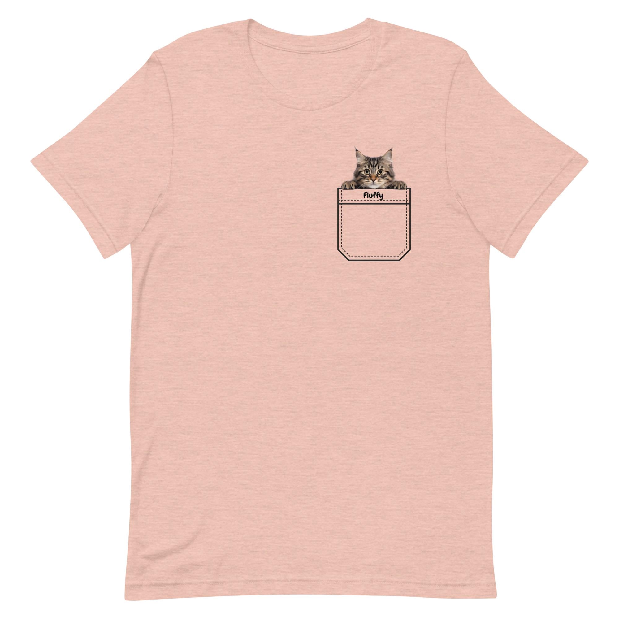 Personalized Pocket Kitten T-Shirt: Peeking Cat Tee, Cat Lover Gift