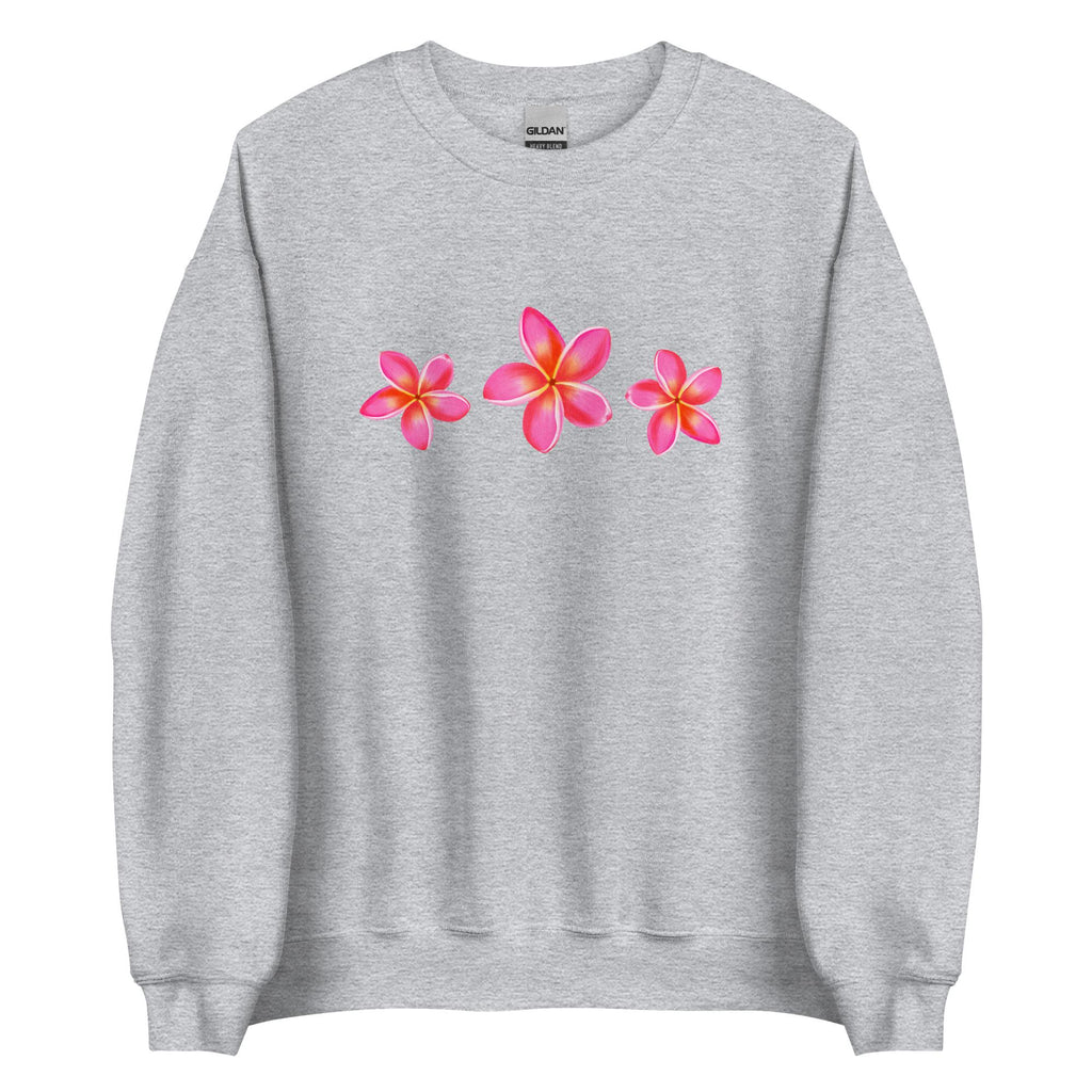 Pink Plumeria Sweatshirt: Tropical Flower Graphic, Hawaii Gift