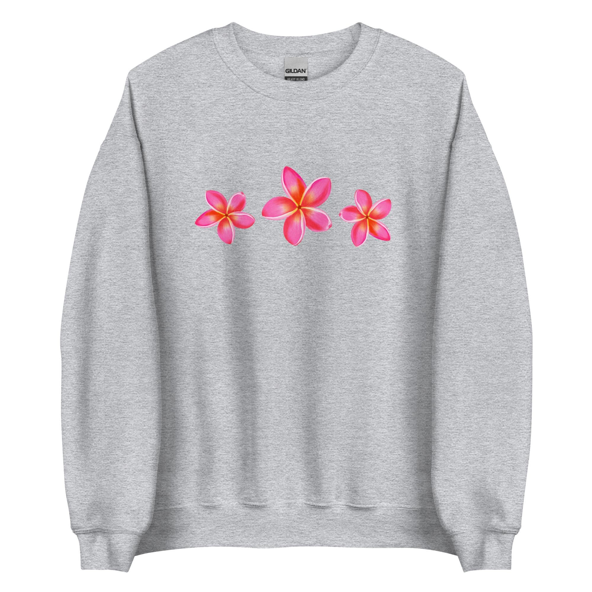 Pink Plumeria Sweatshirt: Tropical Flower Graphic, Hawaii Gift