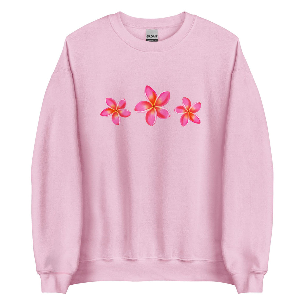 Pink Plumeria Sweatshirt: Tropical Flower Graphic, Hawaii Gift