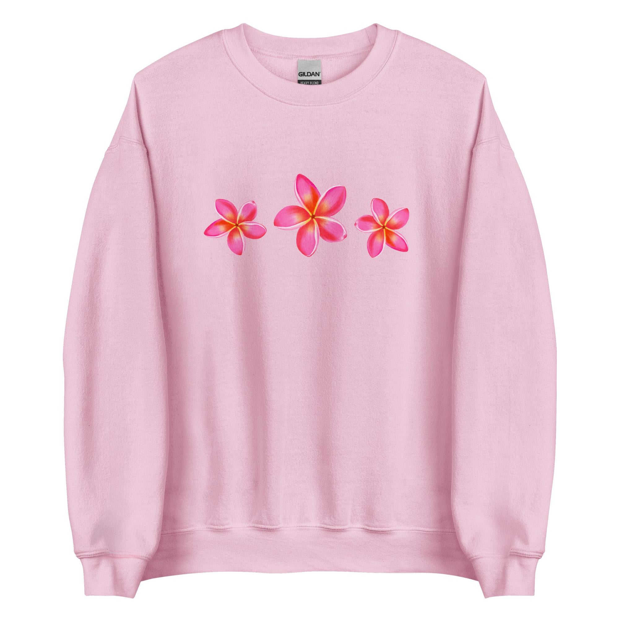 Pink Plumeria Sweatshirt: Tropical Flower Graphic, Hawaii Gift