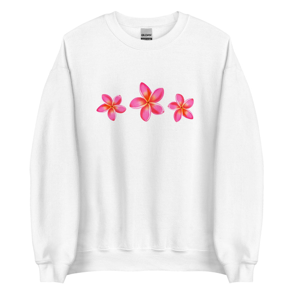 Pink Plumeria Sweatshirt: Tropical Flower Graphic, Hawaii Gift
