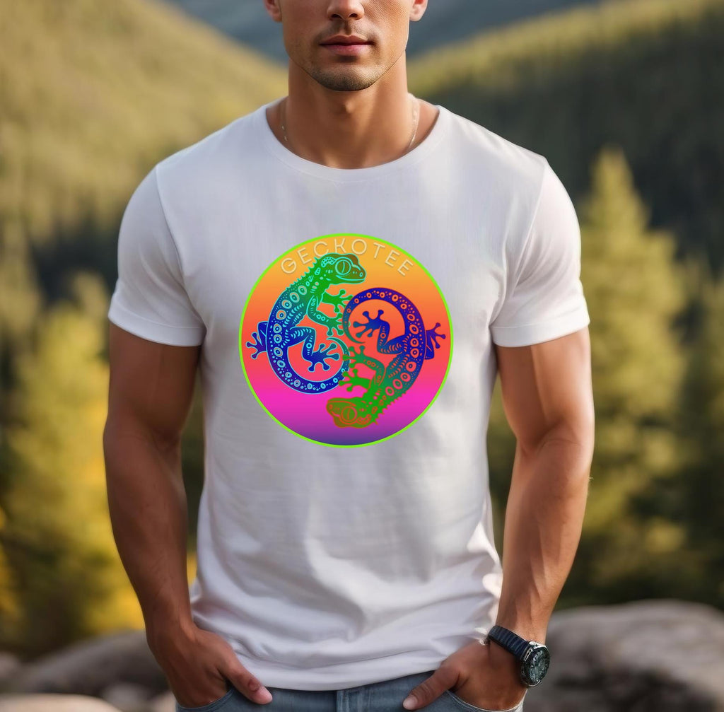 Yin Yang Gecko T-shirt: Colorful Lizard Design, Tropical Gift
