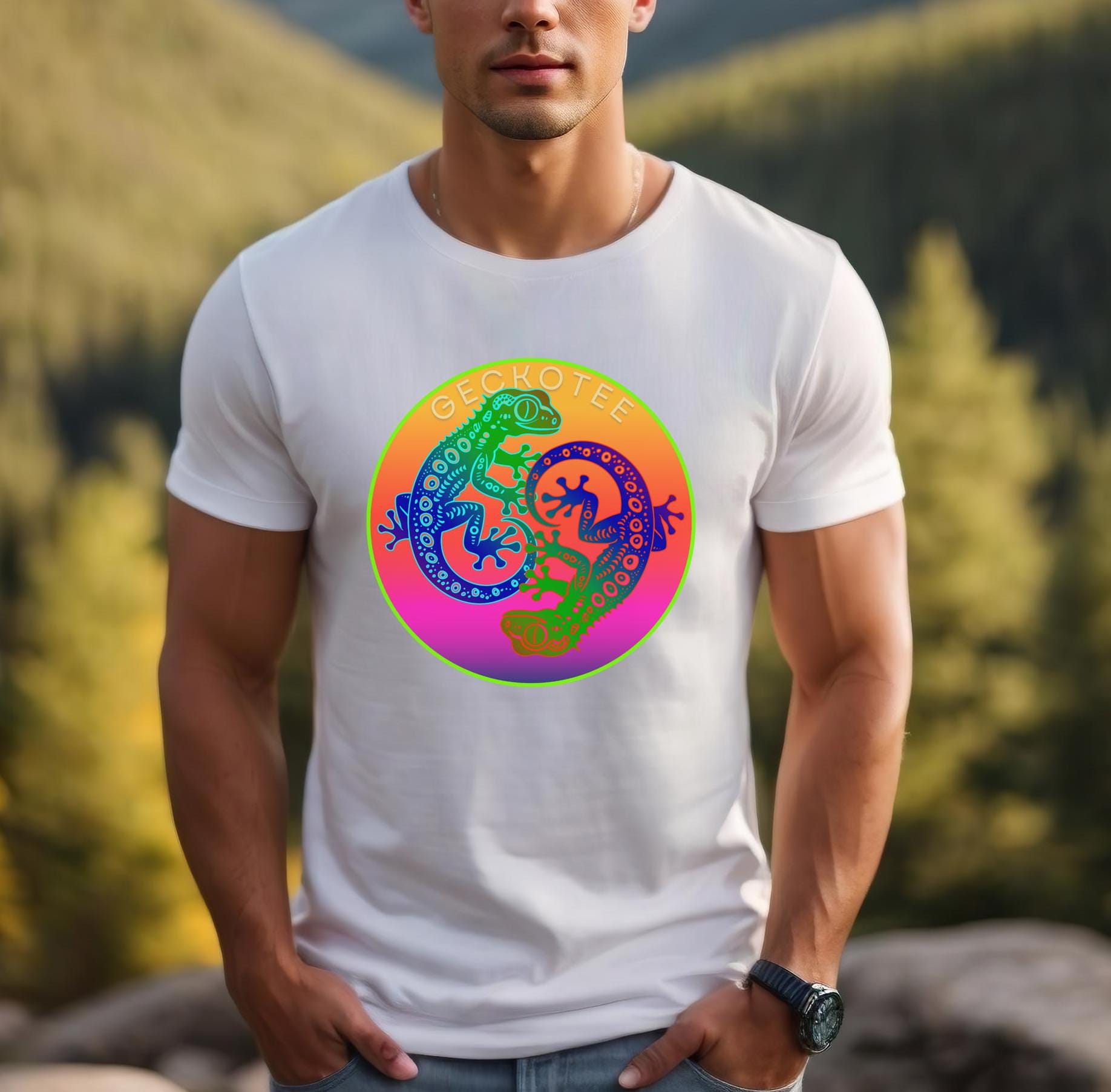 Yin Yang Gecko T-shirt: Colorful Lizard Design, Tropical Gift