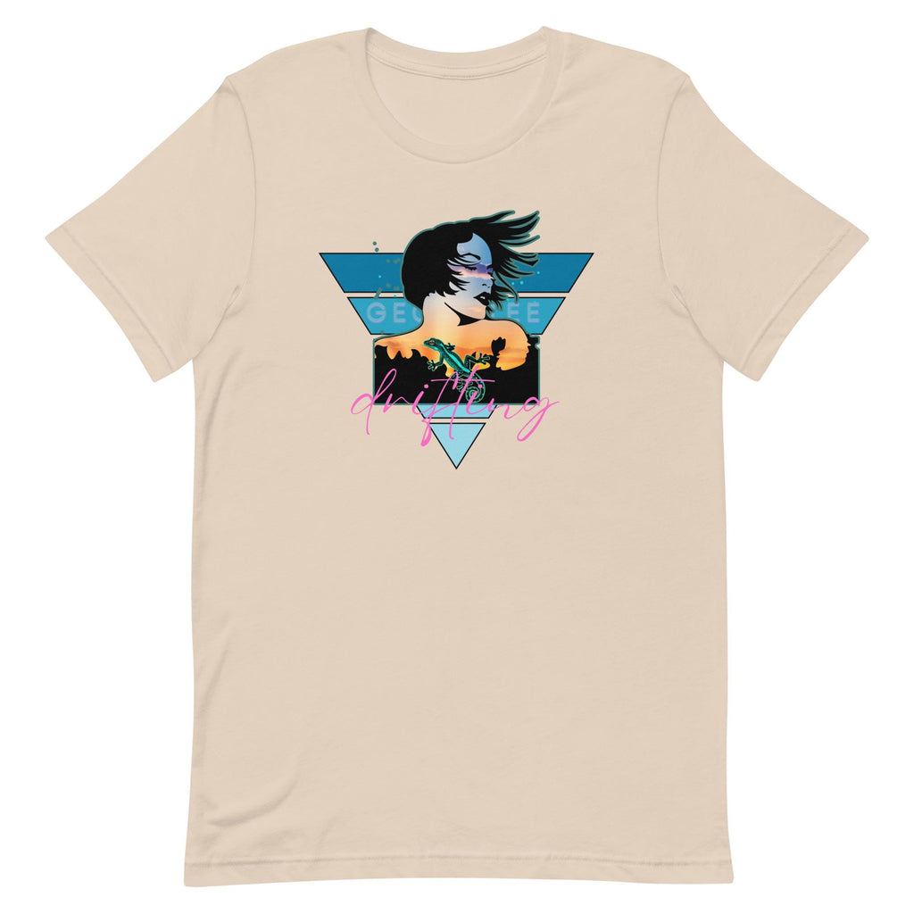 Retro Gecko T-Shirt: Artistic Woman & Lizard Design