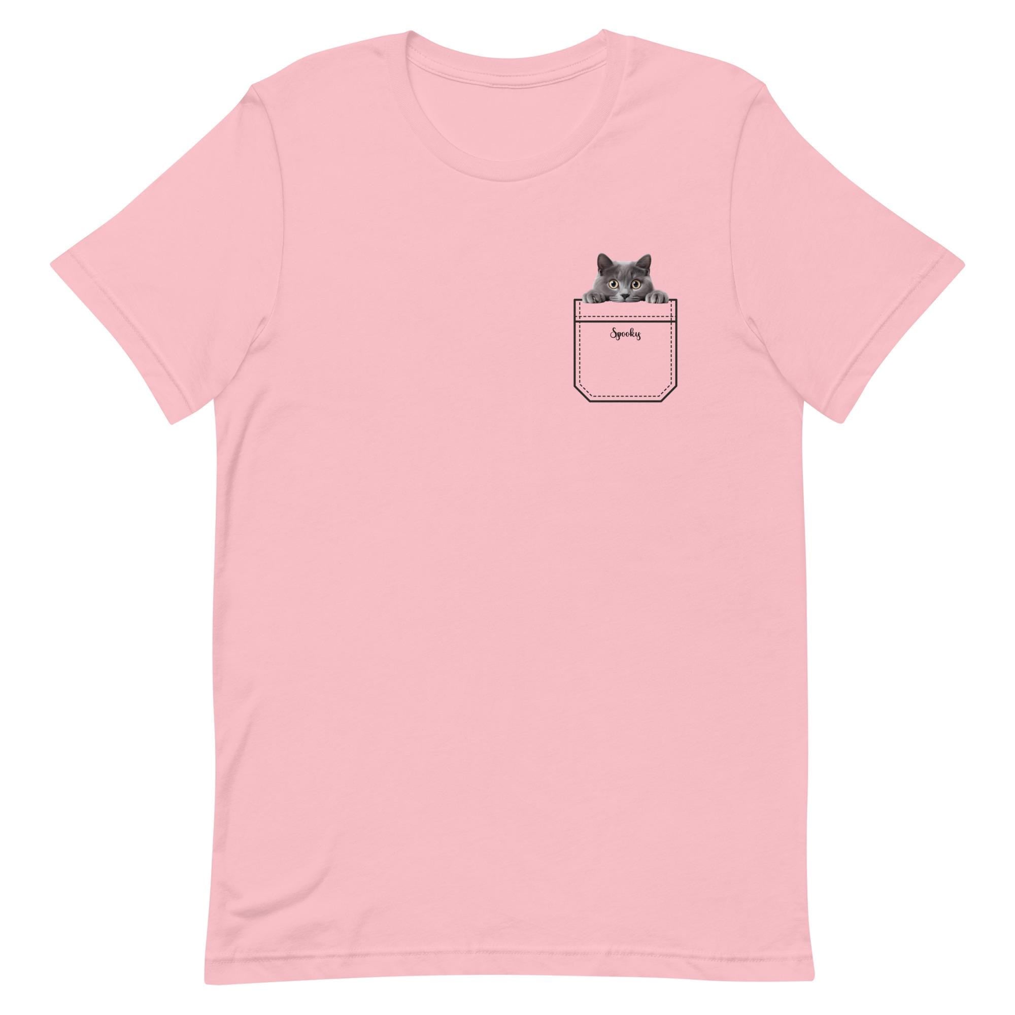 Peeking cat shirt, Personalized Peeking kitten shirt, gray Kitten pocket tee gift for cat lover Unisex t-shirt