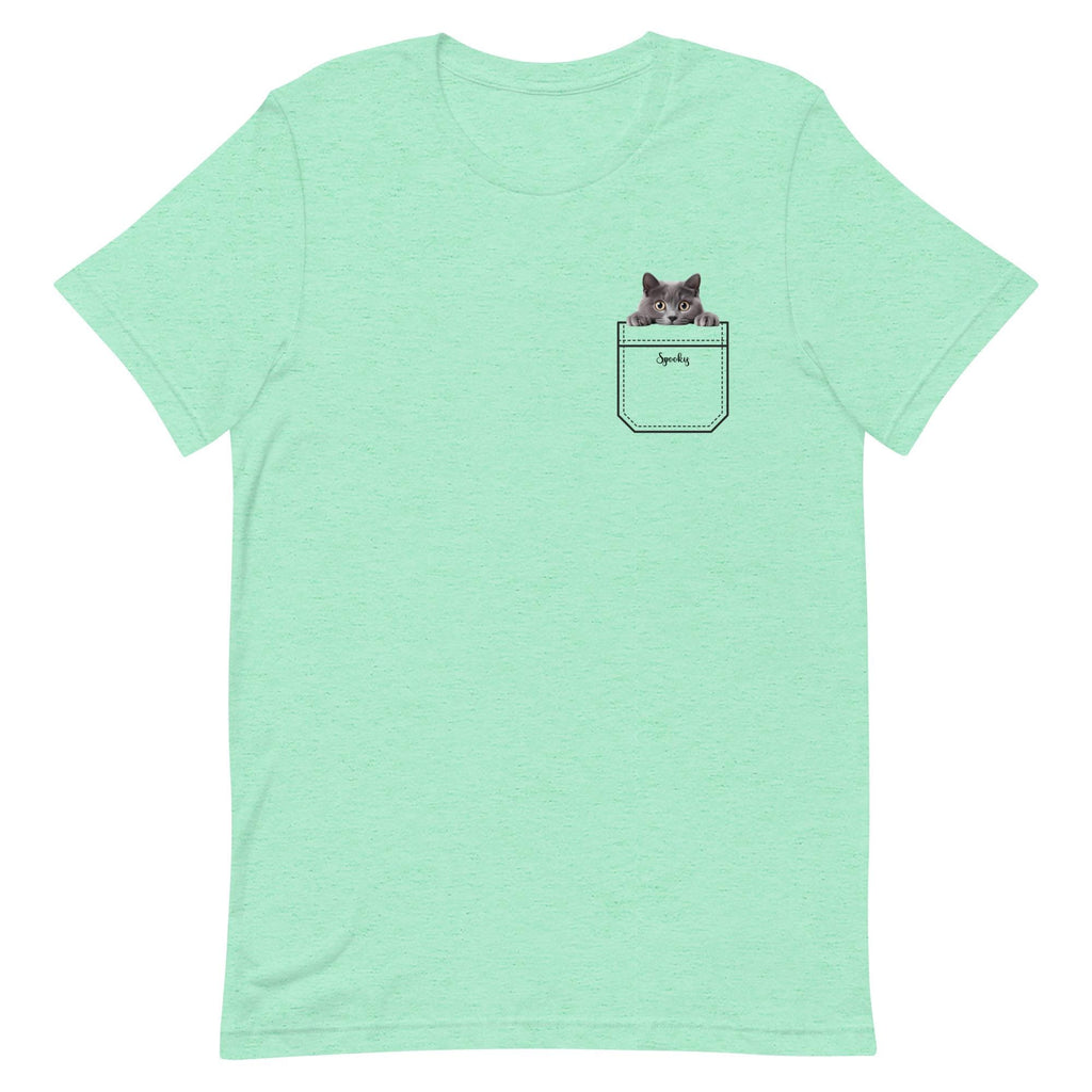 Peeking cat shirt, Personalized Peeking kitten shirt, gray Kitten pocket tee gift for cat lover Unisex t-shirt