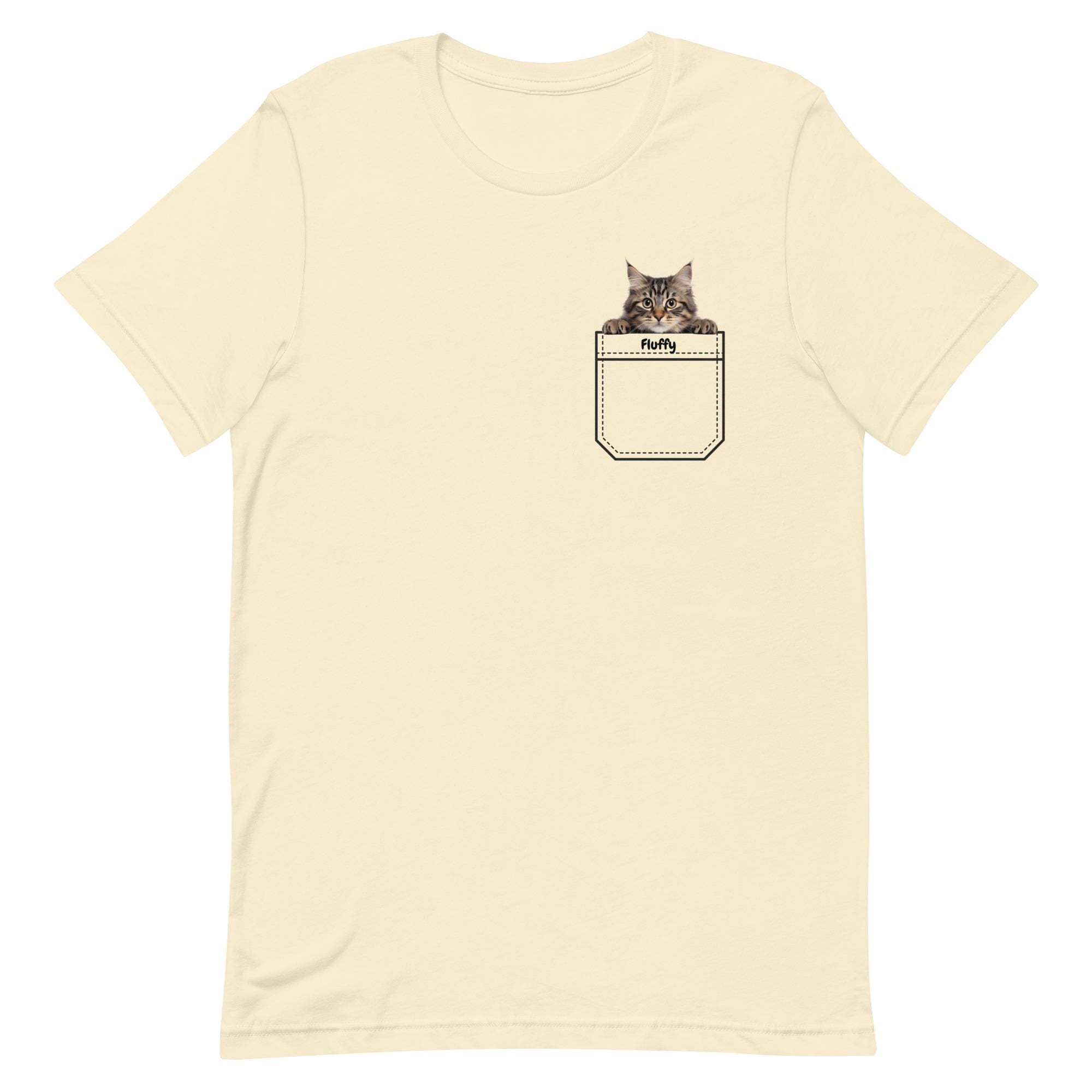 Personalized Pocket Kitten T-Shirt: Peeking Cat Tee, Cat Lover Gift