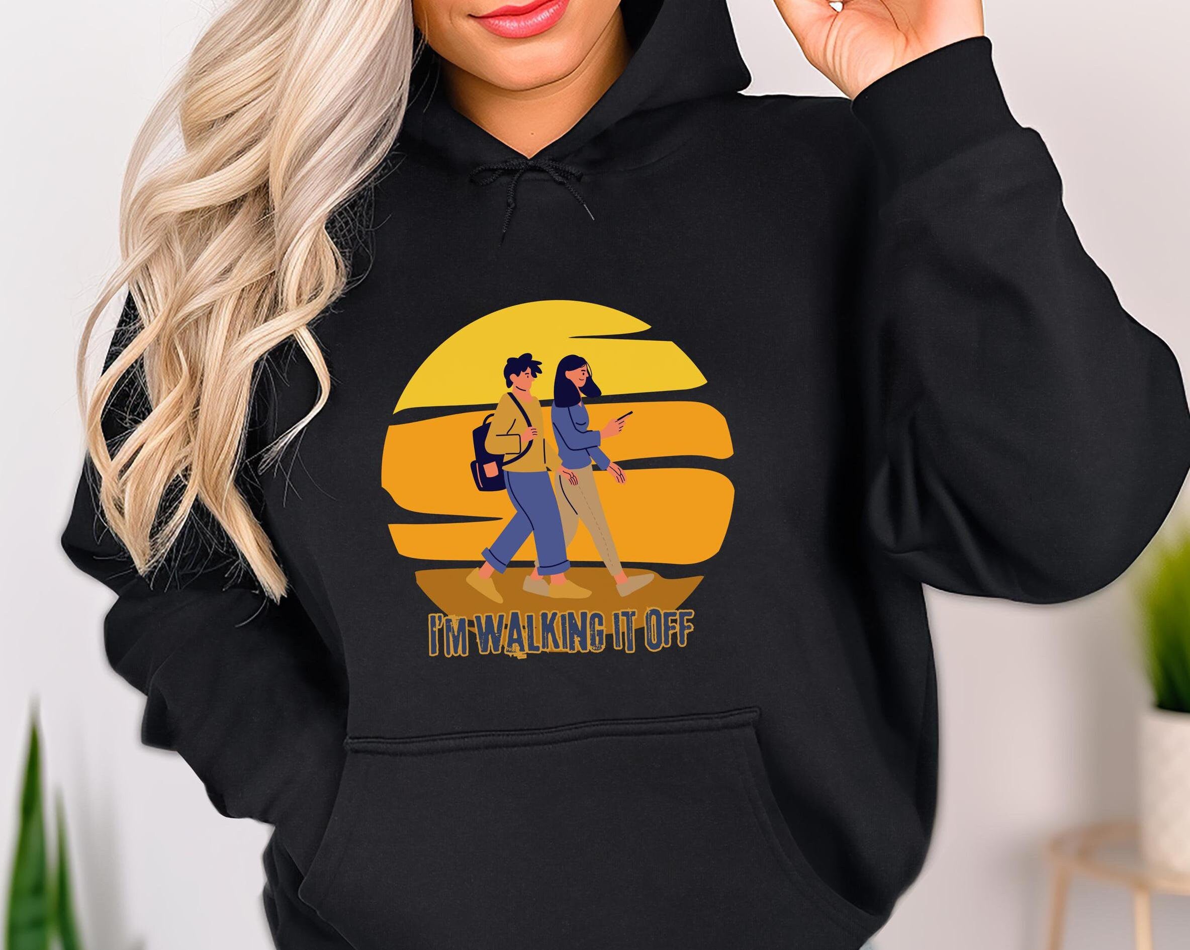Walking hoodie, Go walking hoodie, Retro Sunset walking hoodie, Exercise Hoodie, get fit hoodie