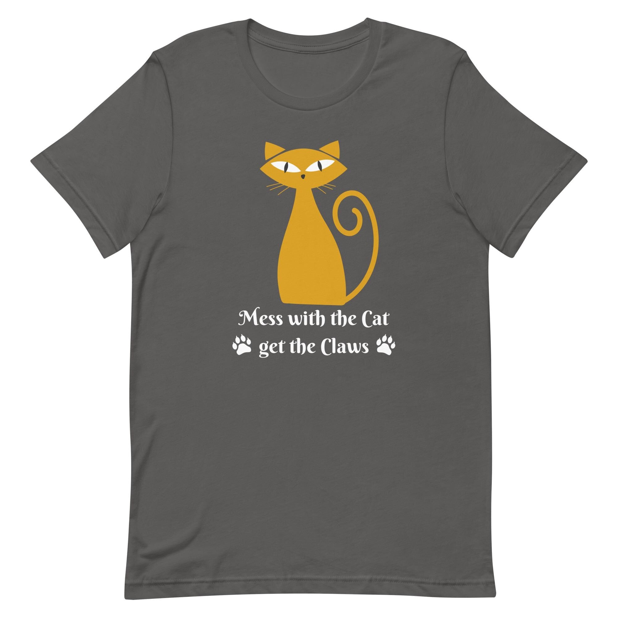 Funny Cat T-Shirt: "Mess with the Cat, Get the Claws" mid century cat tee