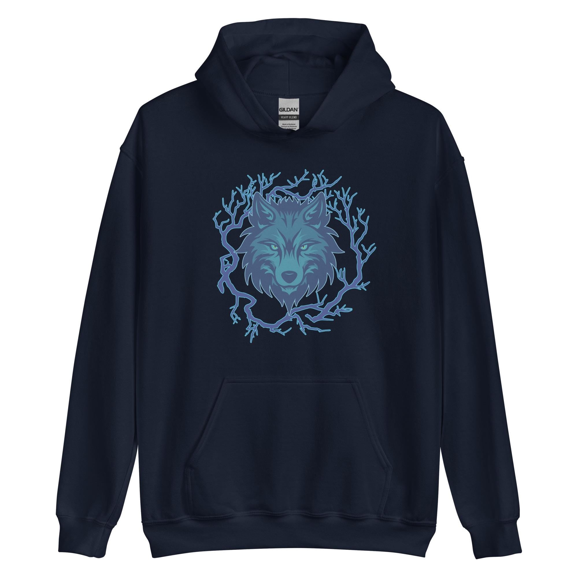 Blue Wolf Head Hoodie: Unisex Graphic Sweatshirt