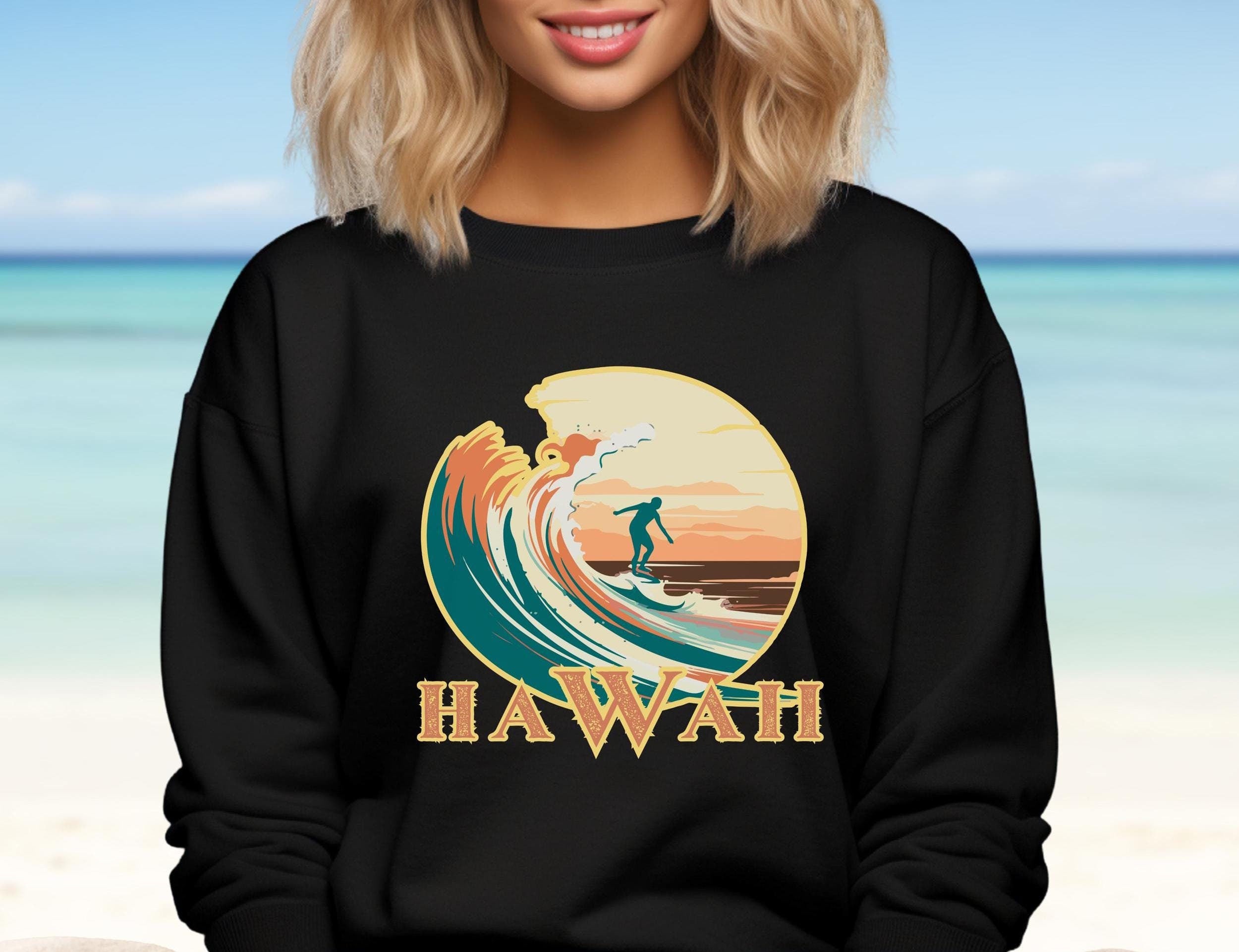 Retro Hawaii Surf Sweatshirt: Vintage Unisex Hoodie gift for Hawaii lover surfer gift