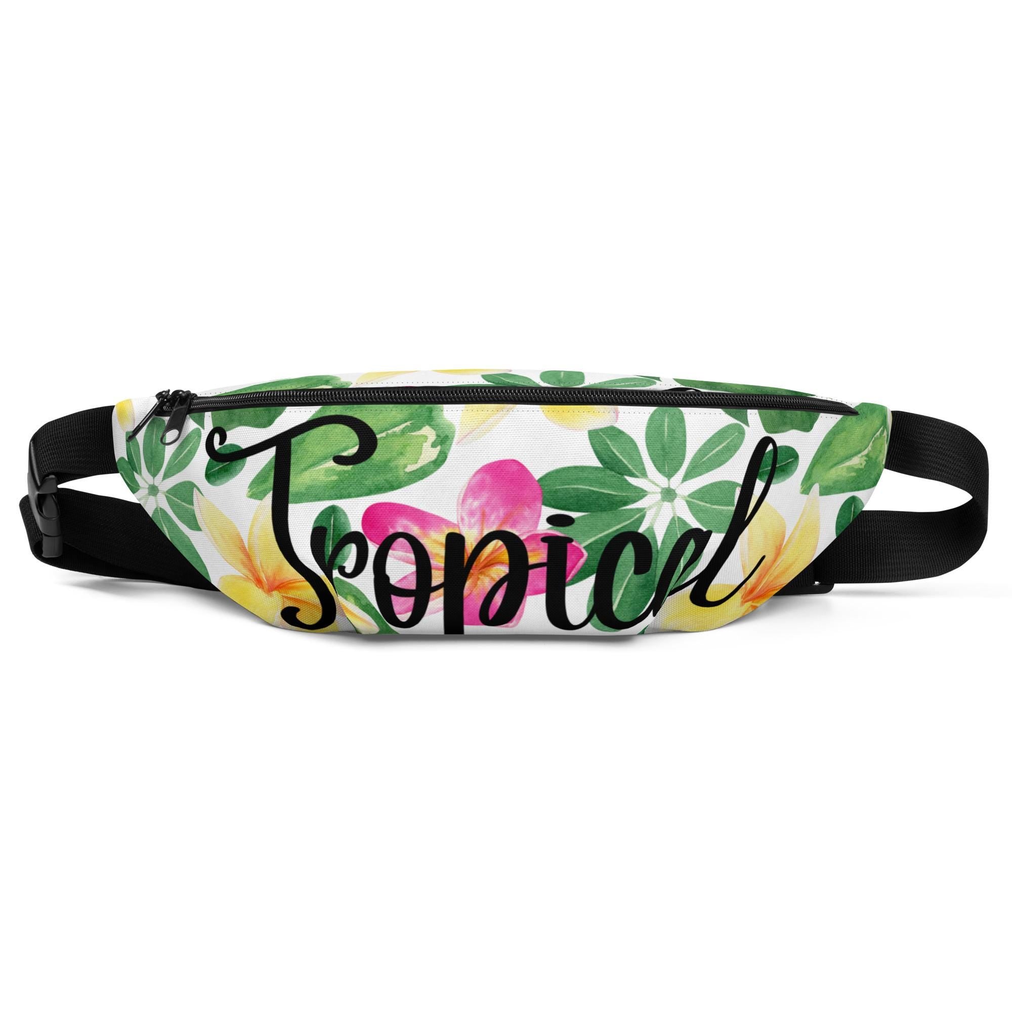 Tropical Floral Fanny Pack: Plumeria Print Waist Bag