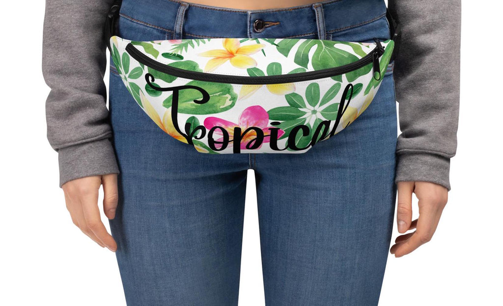 Tropical Floral Fanny Pack: Plumeria Print Waist Bag