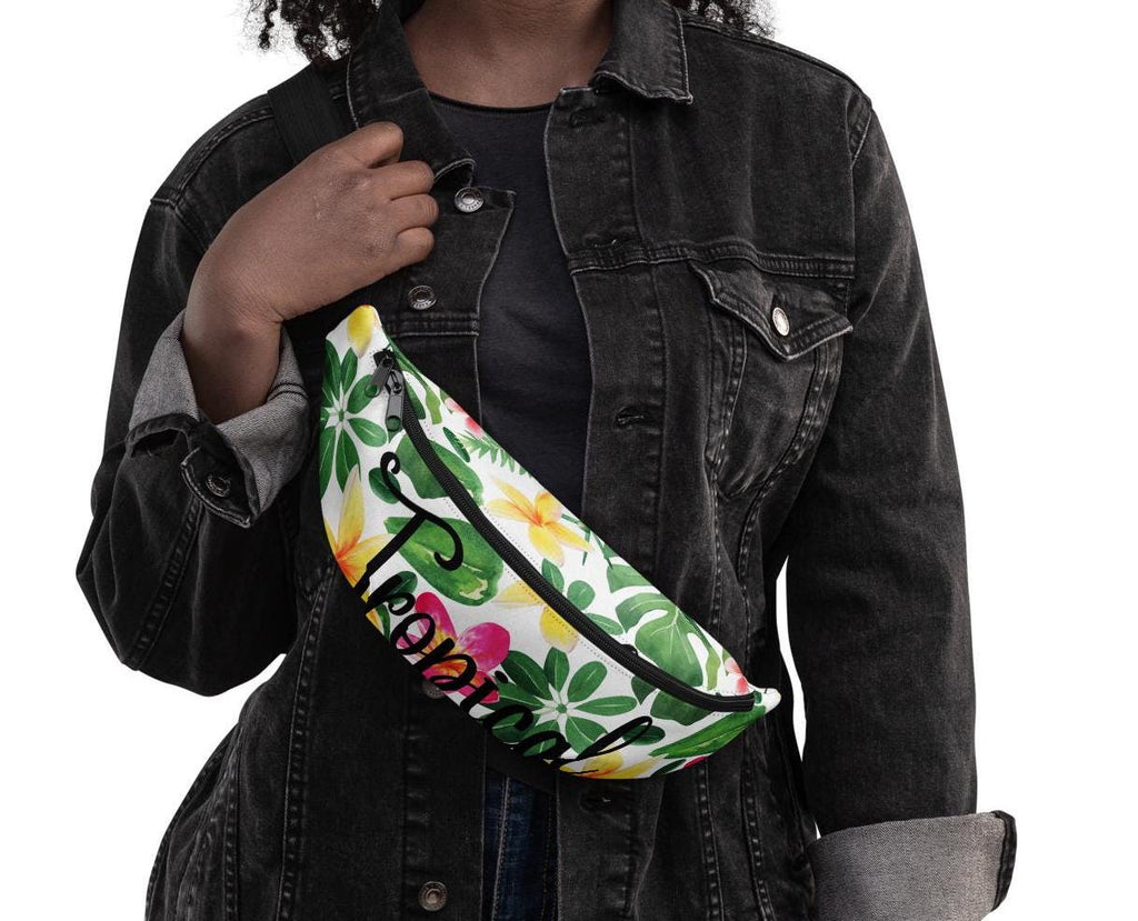 Tropical Floral Fanny Pack: Plumeria Print Waist Bag
