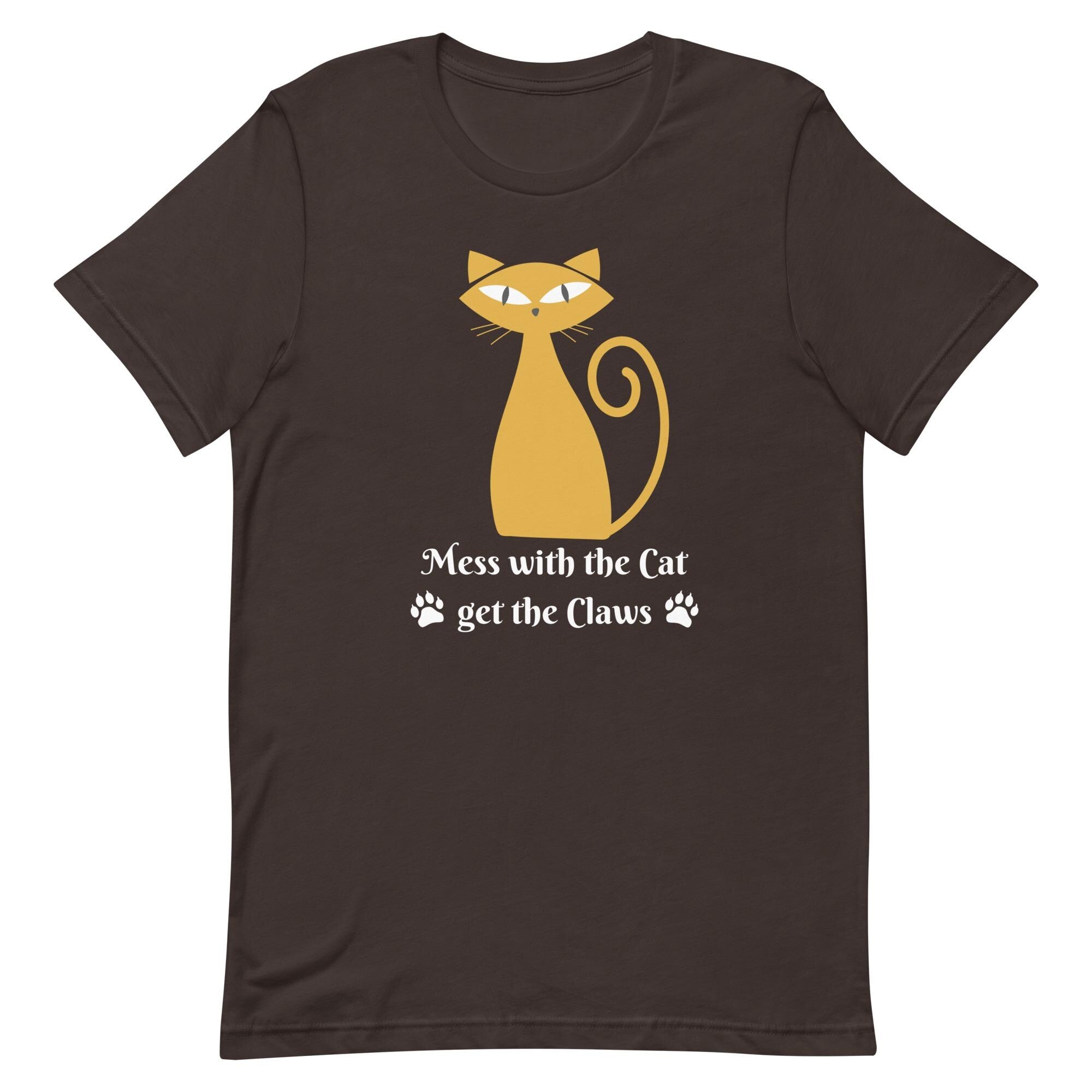 Funny Cat T-Shirt: "Mess with the Cat, Get the Claws" mid century cat tee