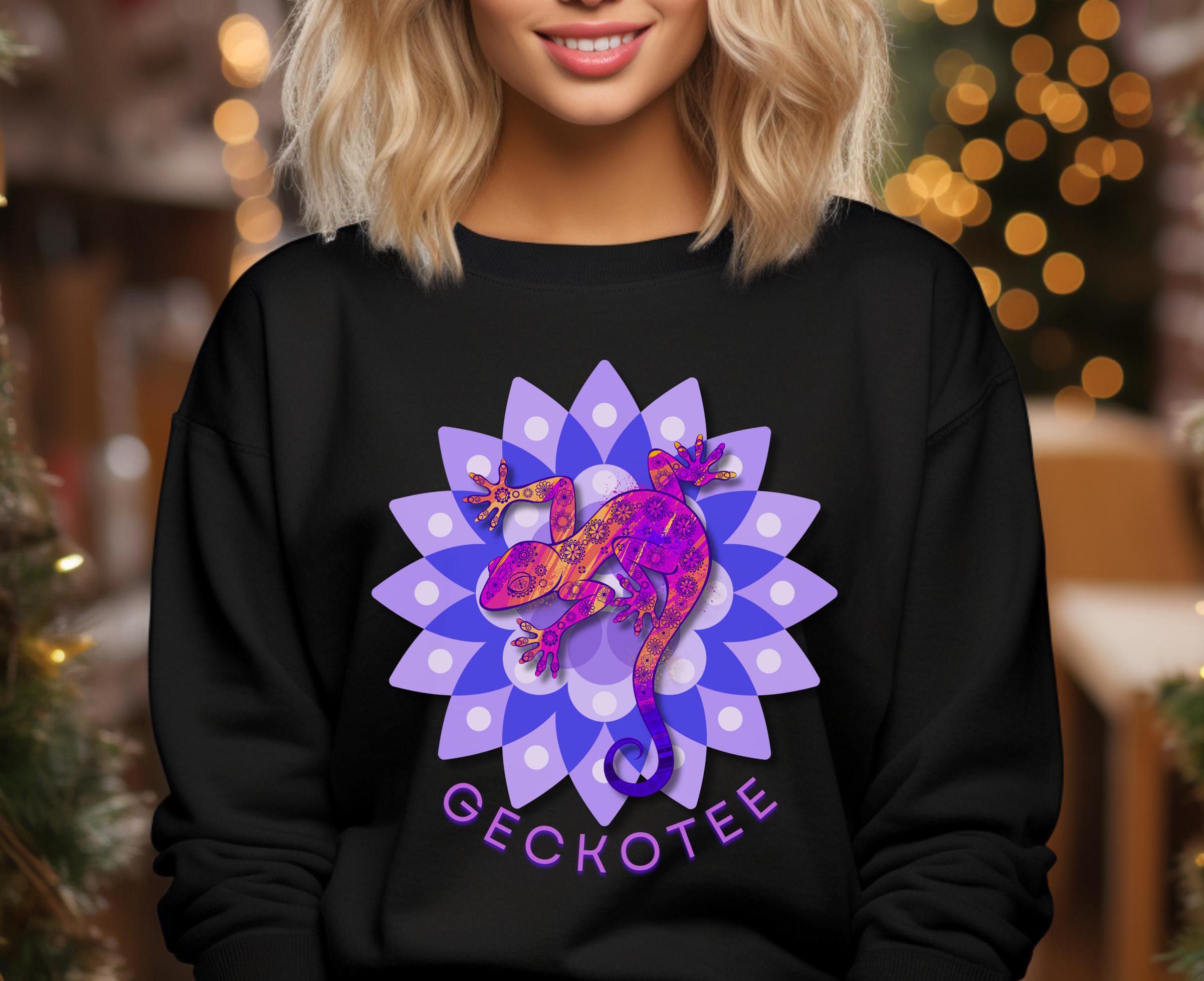 Gecko Sweatshirt Cute Gecko sweater Gecko hoodie Lizard sweatshirt, Mandala gecko shirt gecko lover gift