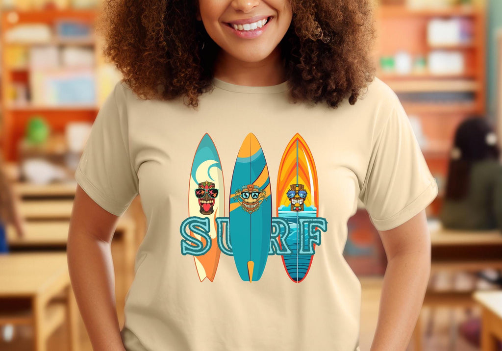 Surfboards T-Shirt: Surfing shirt Bella Canvas soft tee Unisex Surfer Gift