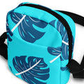 Monstera leaves Crossbody Bag: Tropical Blue Phone Bag, Travel gift small travel bag