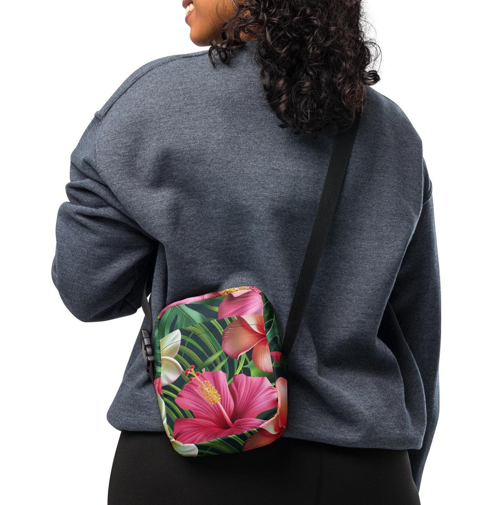 Hibiscus Crossbody Bag: Tropical Floral Water-Resistant Travel Bag