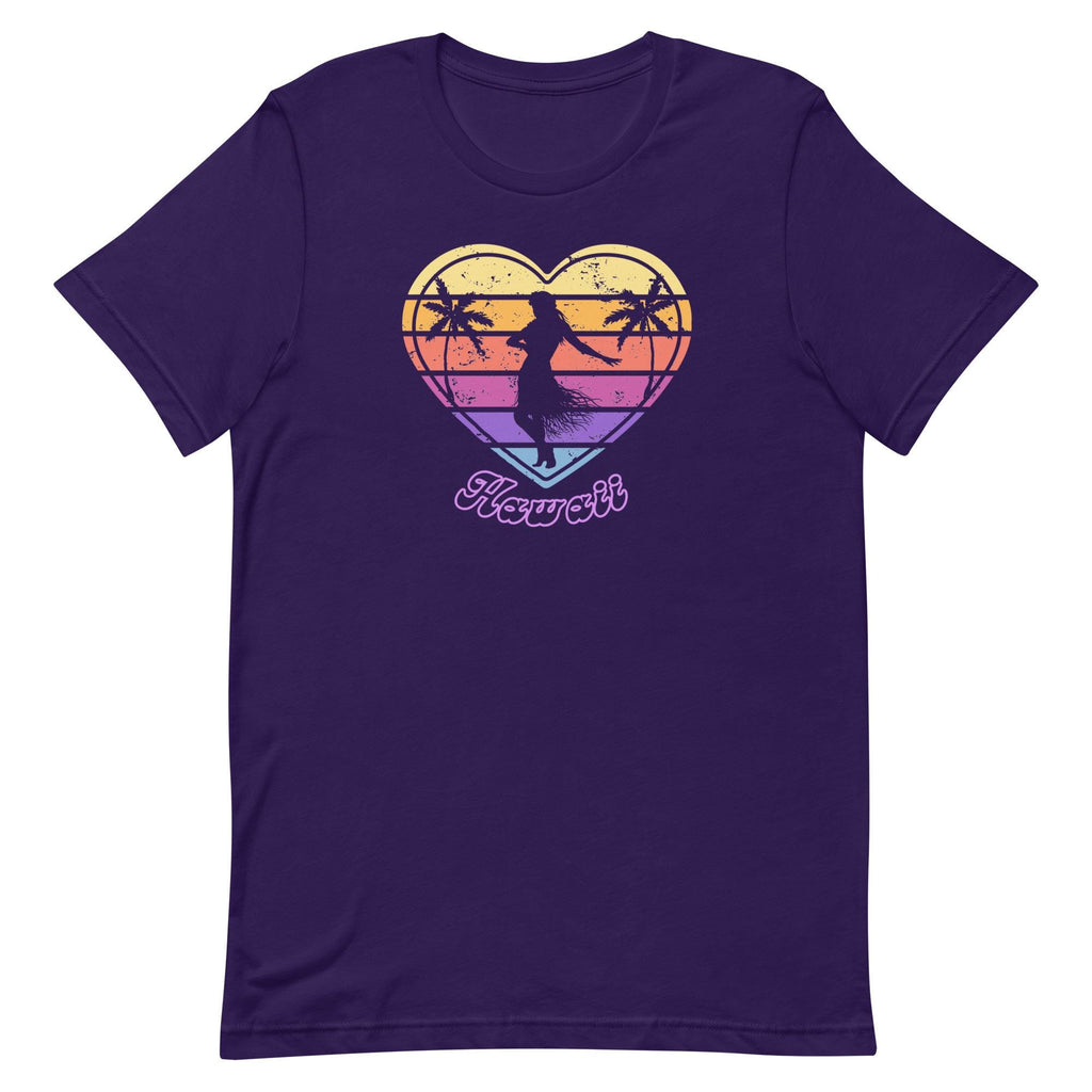 Hula Heart T-Shirt: Retro Hawaiian Sunset Tee