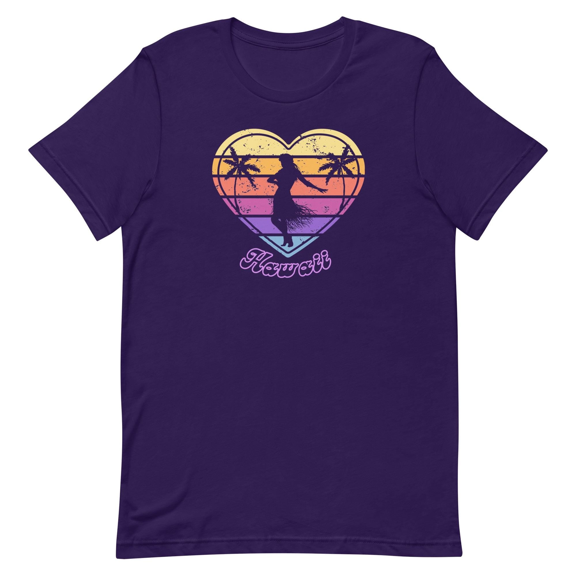 Hula Heart T-Shirt: Retro Hawaiian Sunset Tee