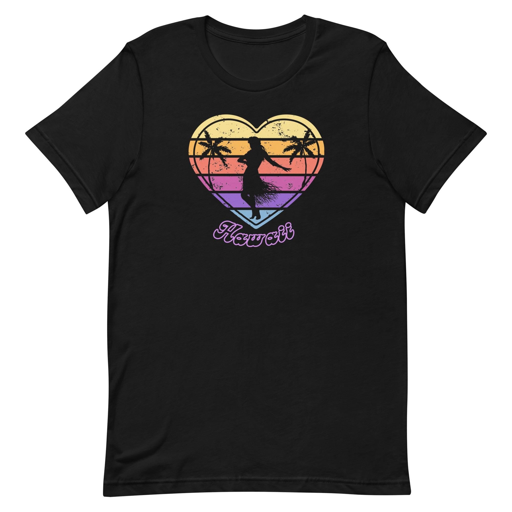 Hula Heart T-Shirt: Retro Hawaiian Sunset Tee