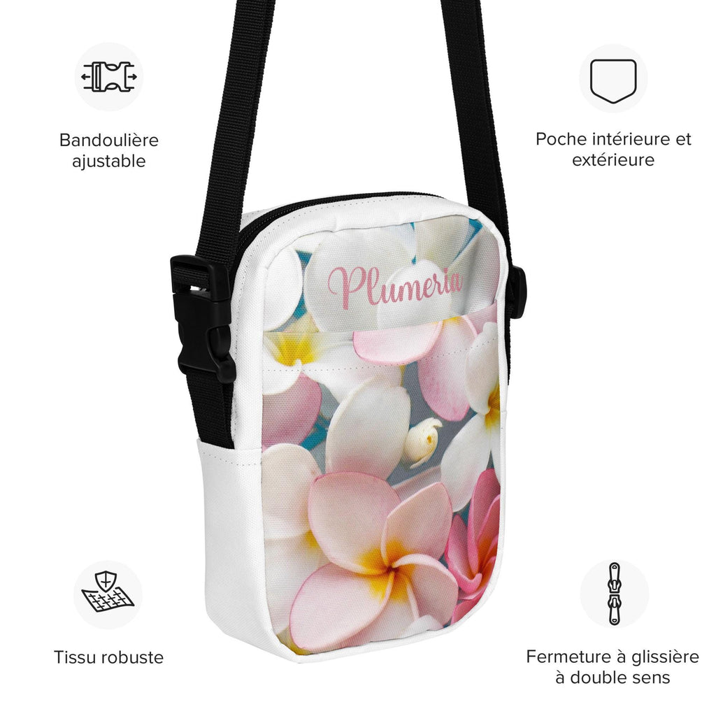 Plumeria Crossbody Bag: Tropical Hawaiian Flowers travel bag phone bag