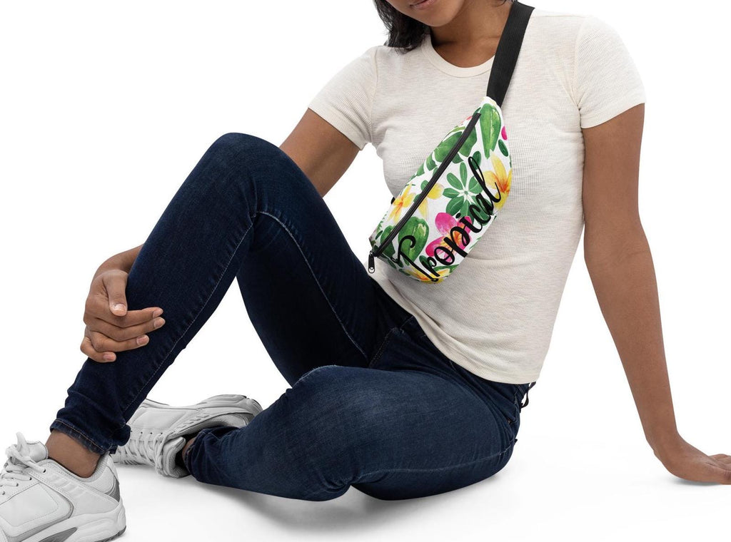 Tropical Floral Fanny Pack: Plumeria Print Waist Bag