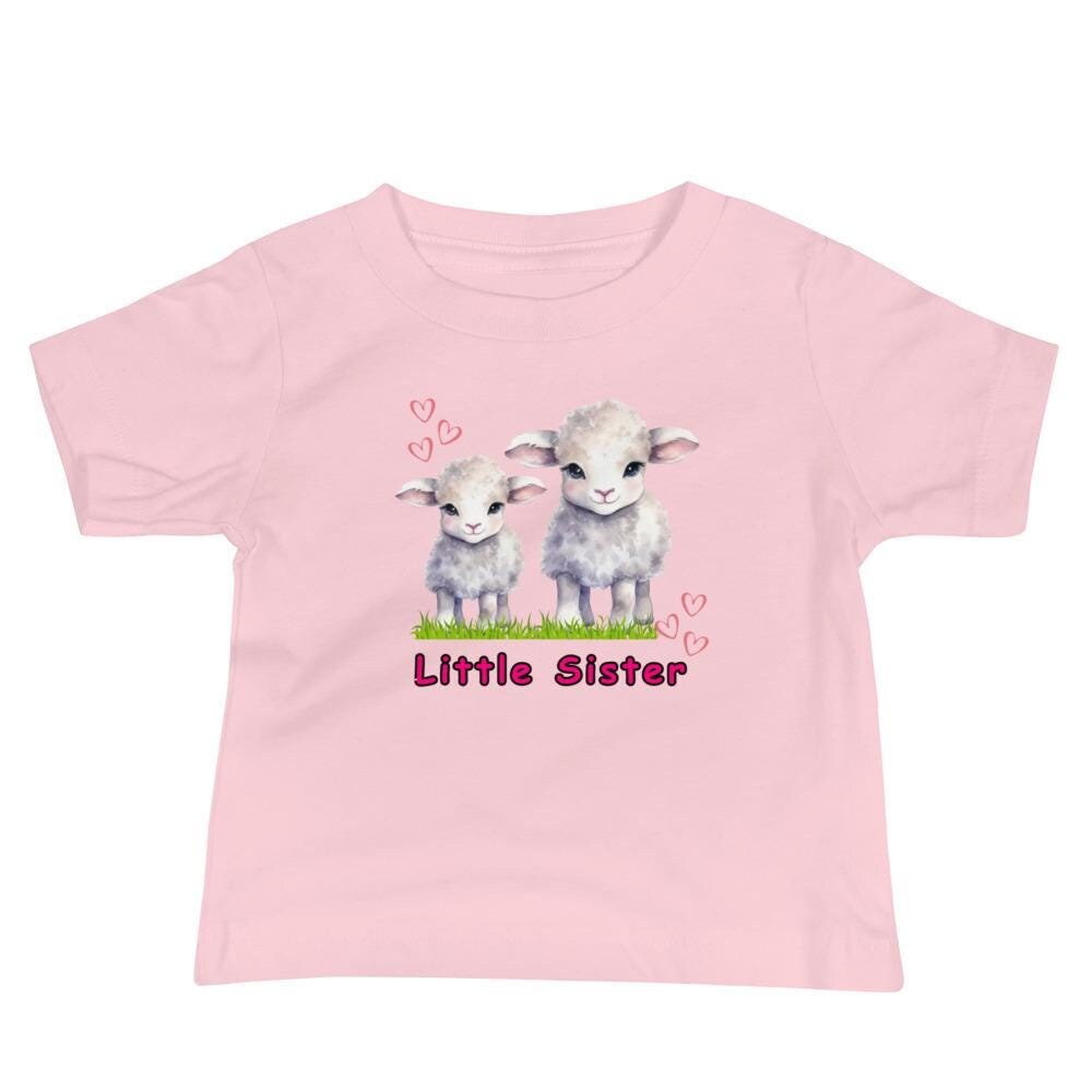 Little Sister Lambs Baby Tee: Matching Big Sister Gift