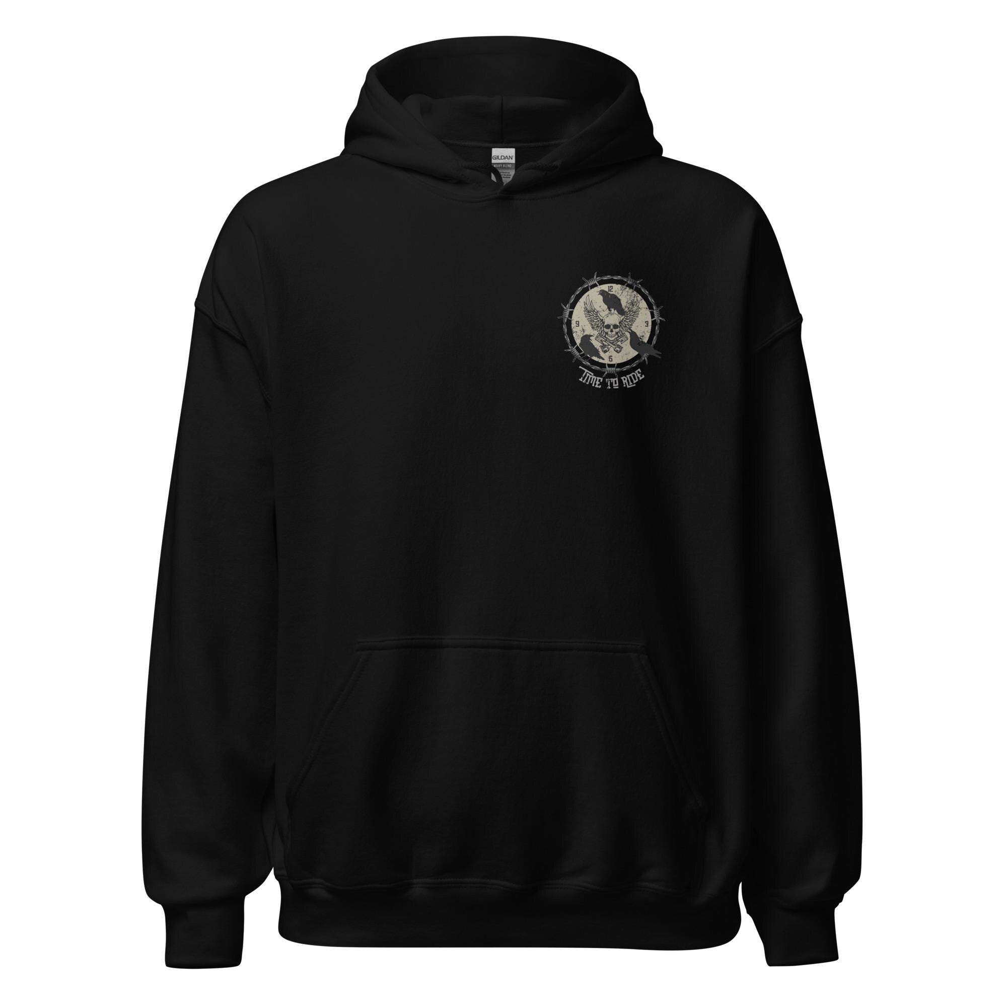 Motorcycle Hoodie: Raven Skull Graphic hoodie biker Gift