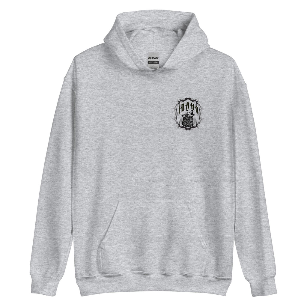 Idaho Wolf Hoodie: Front & Back Print, Cozy Outdoors