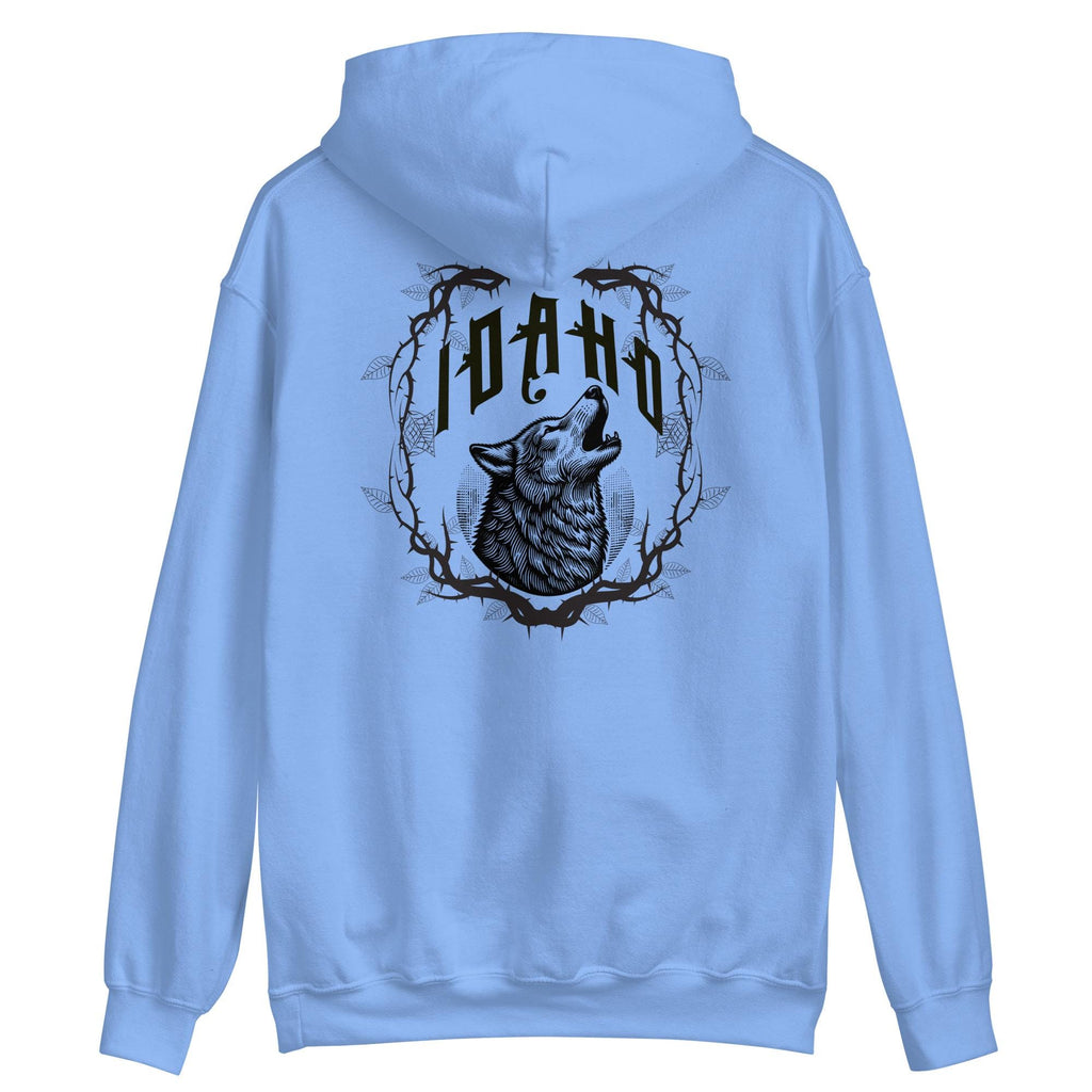 Idaho Wolf Hoodie: Front & Back Print, Cozy Outdoors