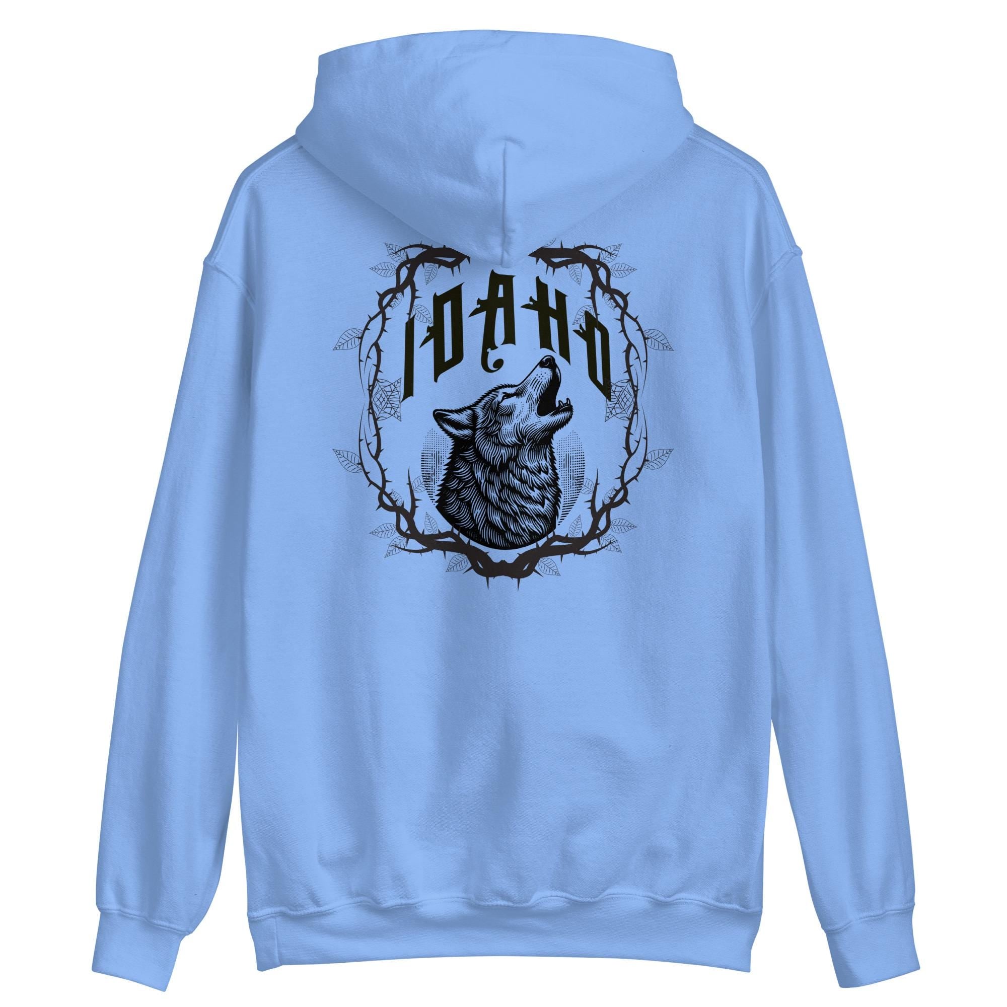 Idaho Wolf Hoodie: Front & Back Print, Cozy Outdoors