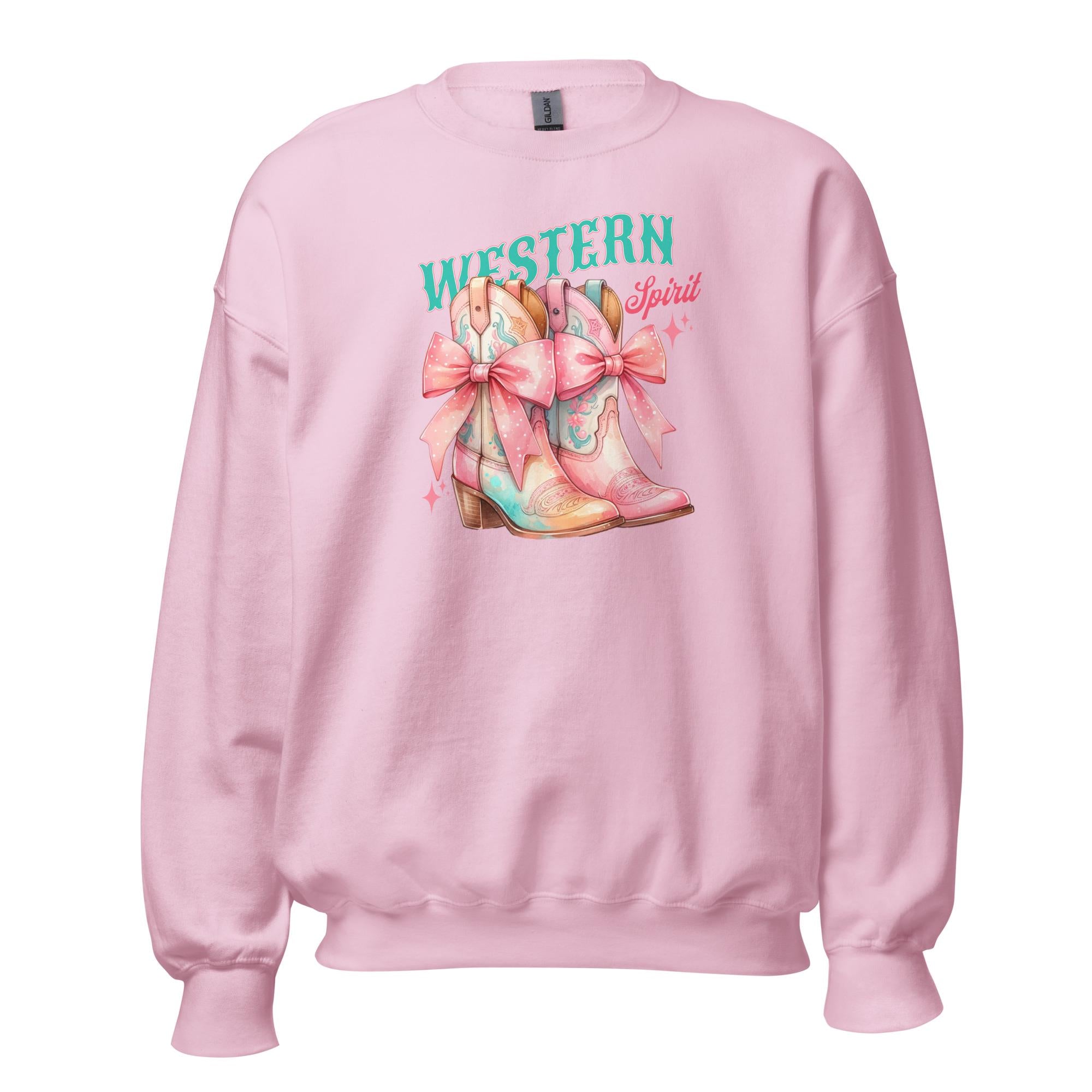 Pink Boots Sweatshirt: Coquette Western Style, Horse Lover Gift