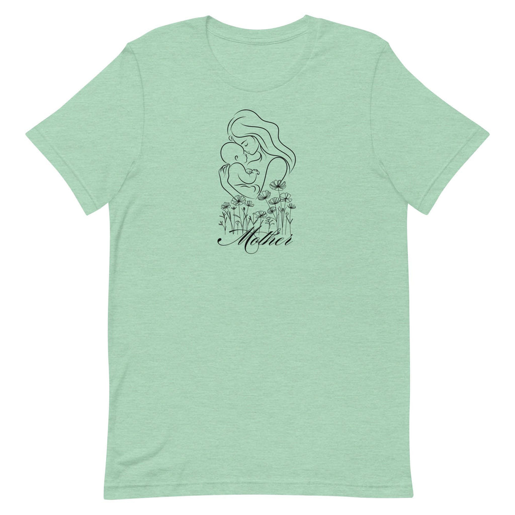 Mothers Day T-shirt, Mother and baby tee line drawing Mother shirt daisies mother and baby t-shirt
