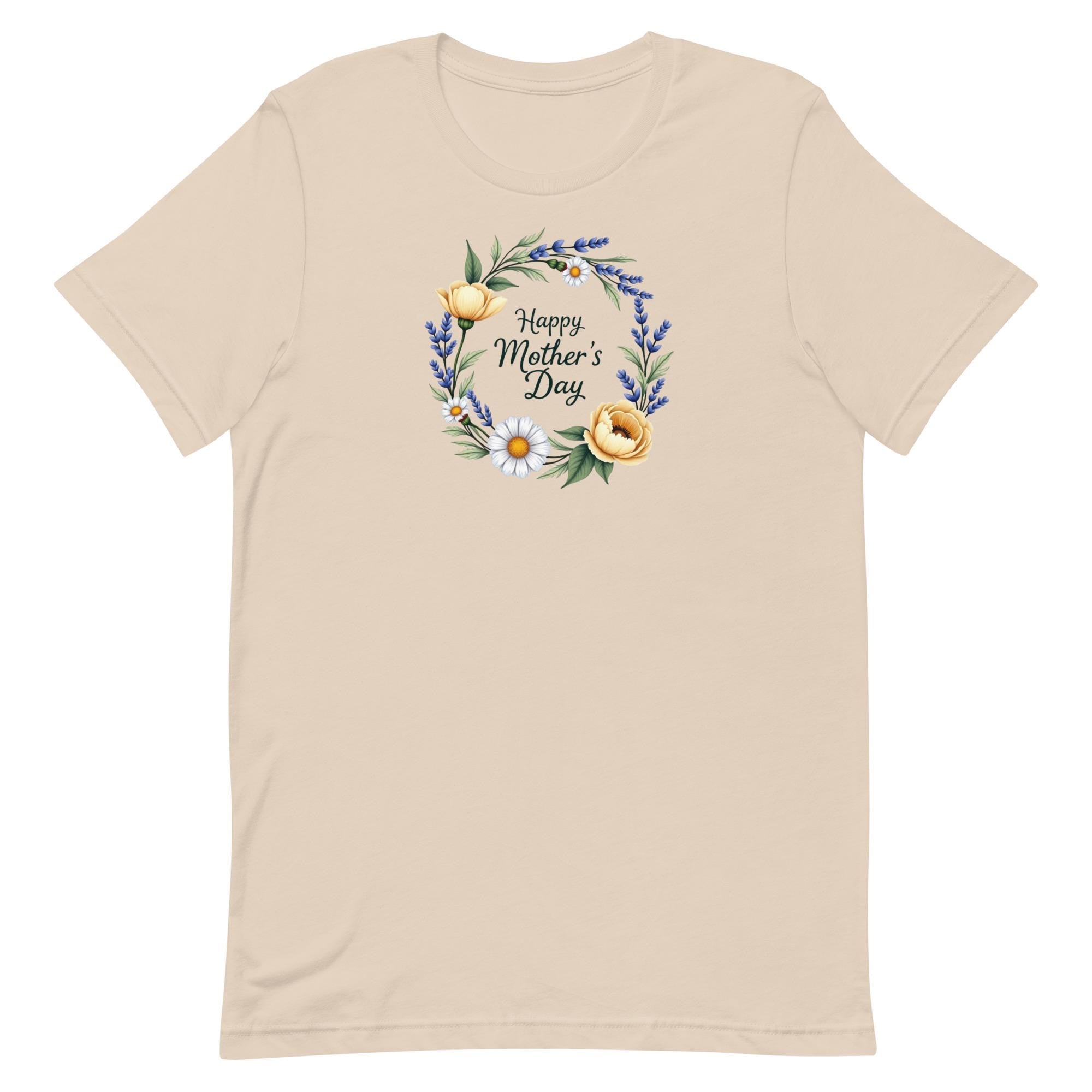 Happy Mothers Day tee, Floral wreath mothers day shirt, Floral mothers day t-shirt, Happy mothers day floral t-shirtUnisex t-shirt