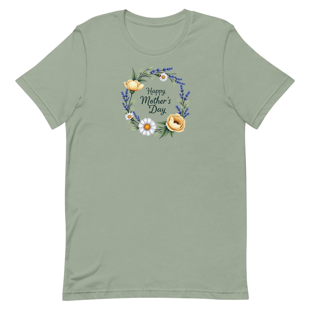 Happy Mothers Day tee, Floral wreath mothers day shirt, Floral mothers day t-shirt, Happy mothers day floral t-shirtUnisex t-shirt