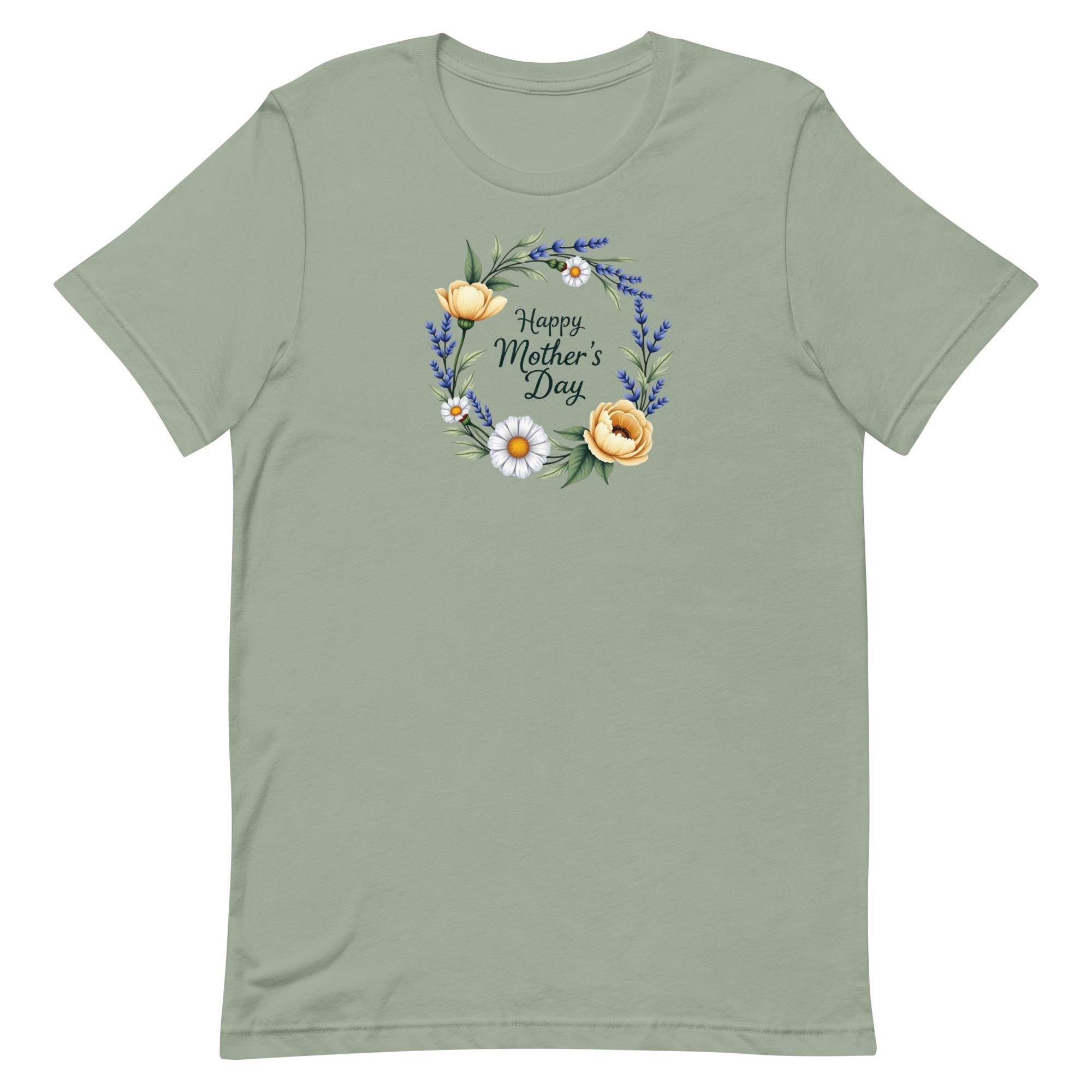 Happy Mothers Day tee, Floral wreath mothers day shirt, Floral mothers day t-shirt, Happy mothers day floral t-shirtUnisex t-shirt