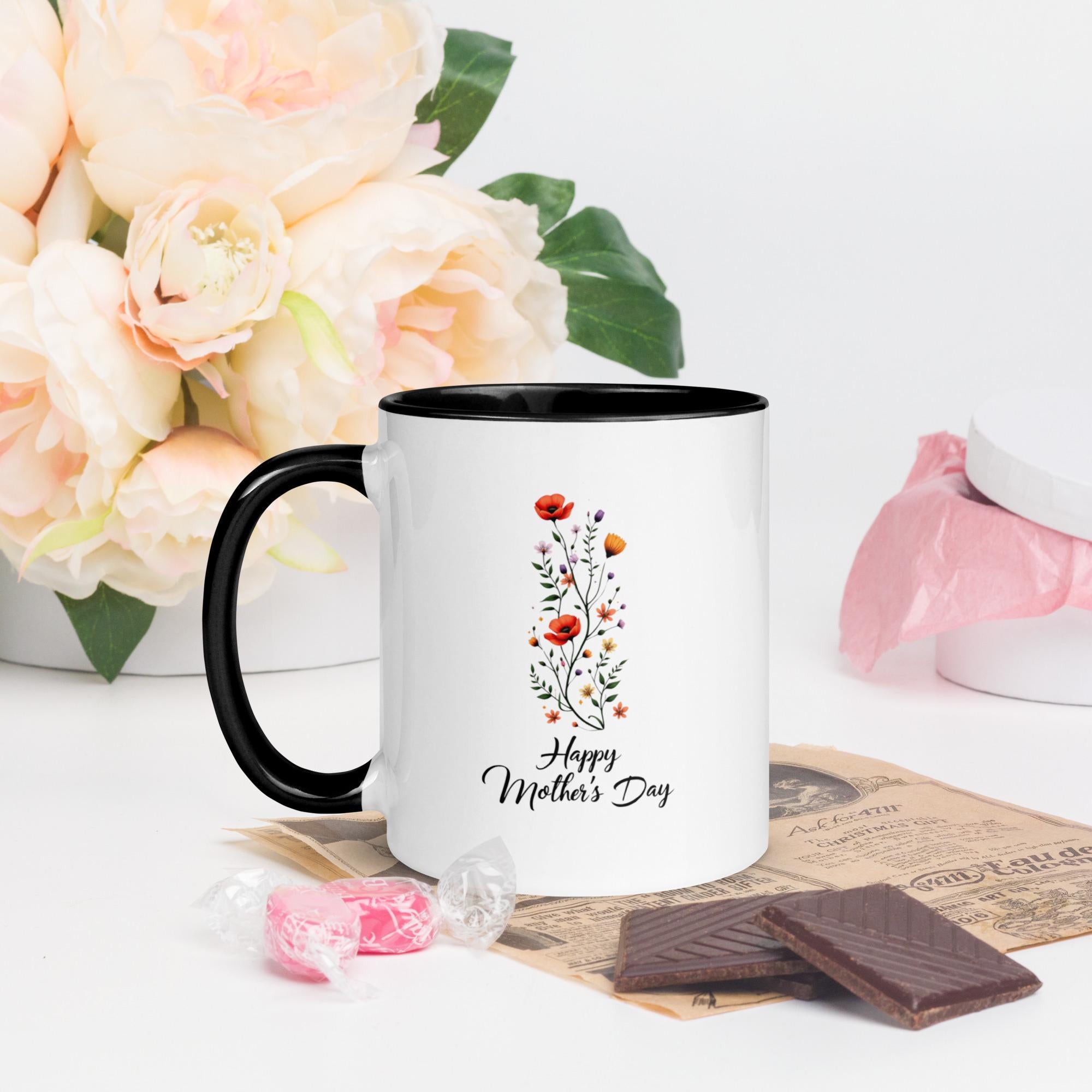 Mothers Day Mug with Color Inside Floral mothers day mug