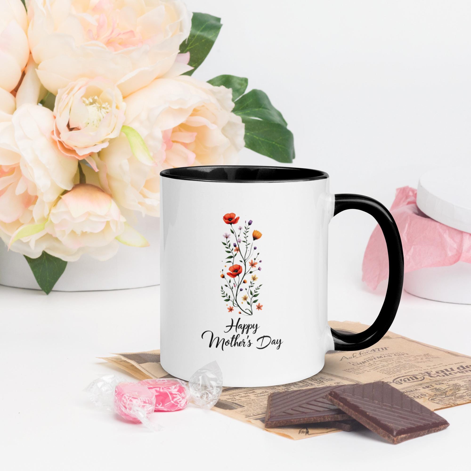 Mothers Day Mug with Color Inside Floral mothers day mug