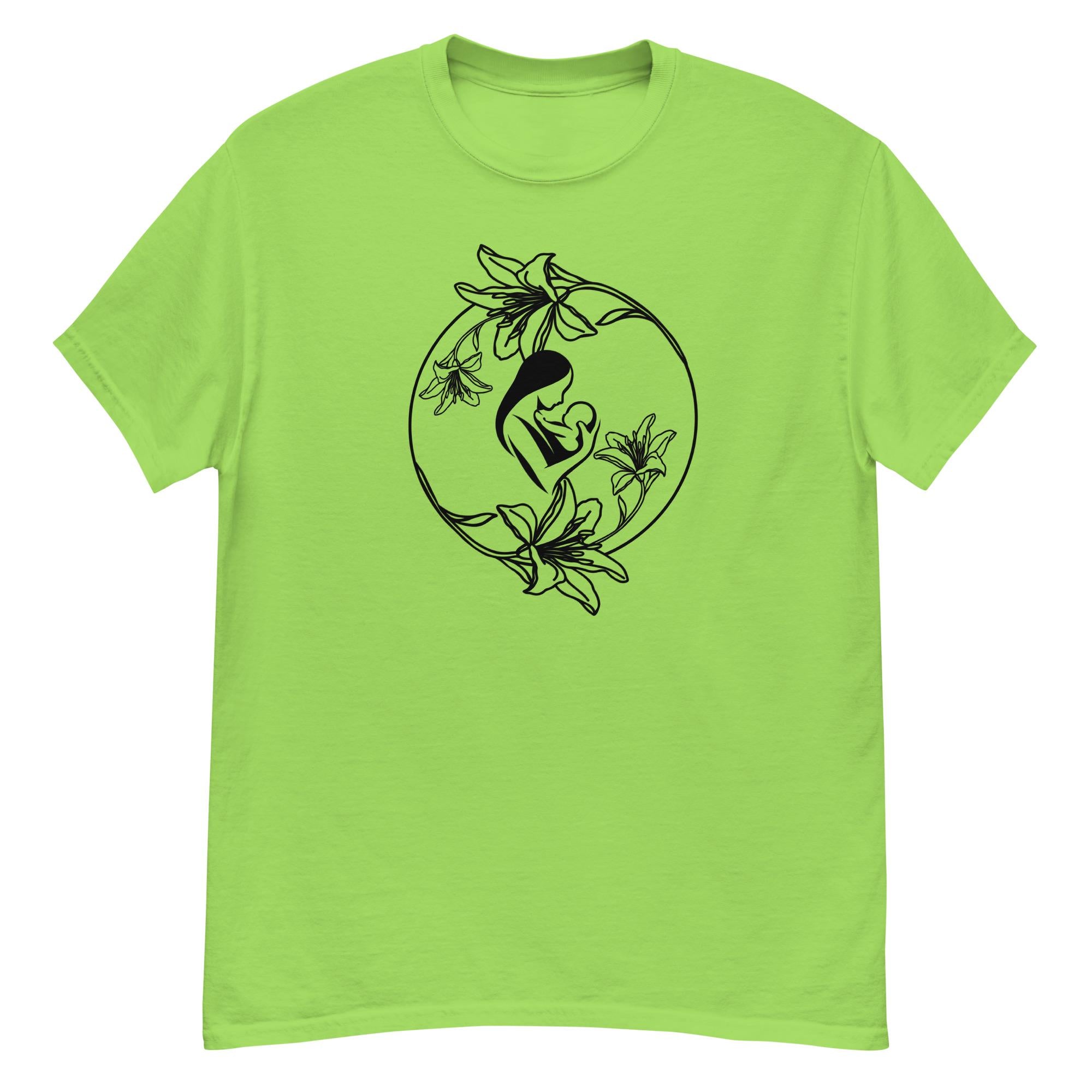 Mother & Baby Lily T-Shirt: Minimalist Line Art, Mother's Day Tee