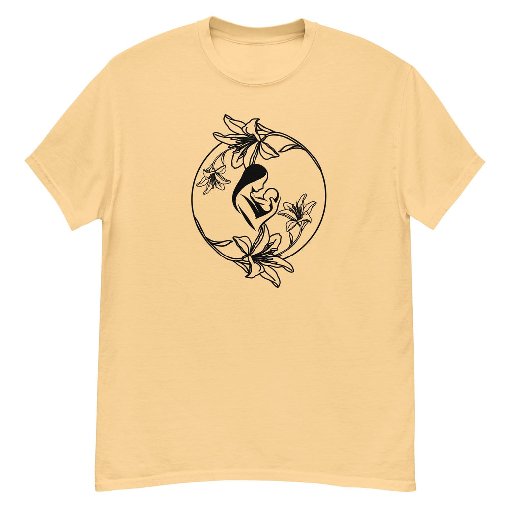 Mother & Baby Lily T-Shirt: Minimalist Line Art, Mother's Day Tee