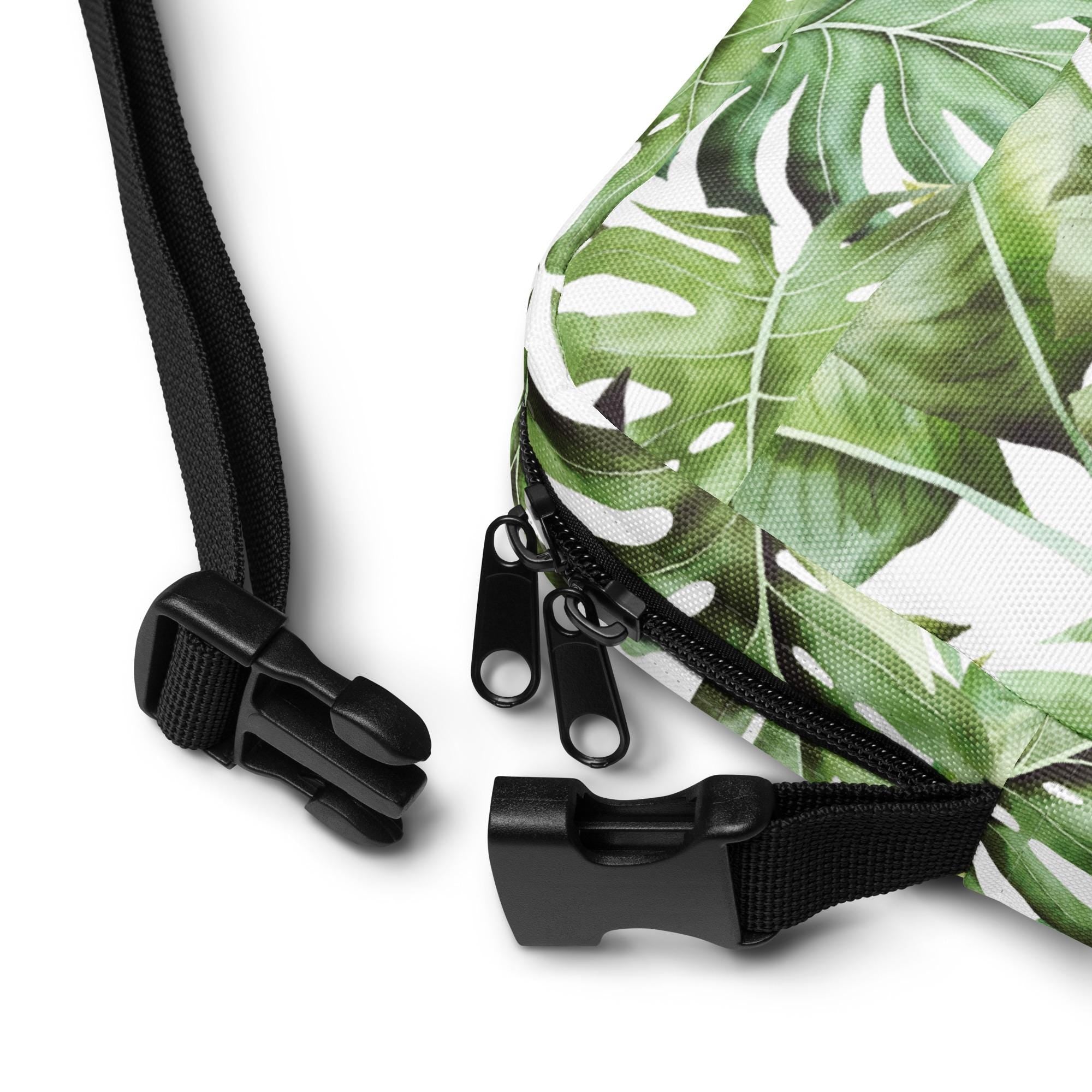 Tropical Leaves Crossbody Bag: Water-Resistant Travel Bag, Adjustable Strap