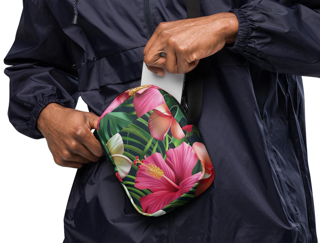 Hibiscus Crossbody Bag: Tropical Floral Water-Resistant Travel Bag