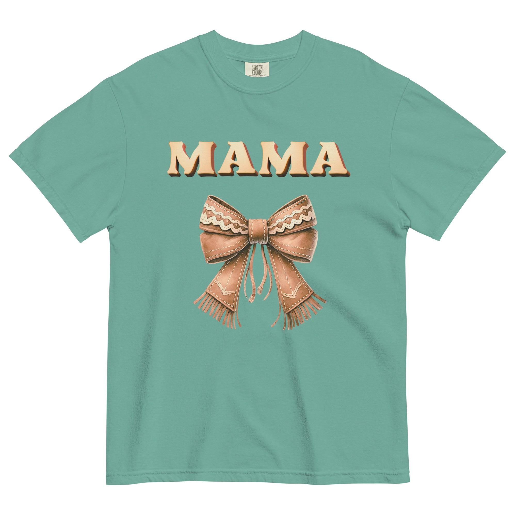 Western Mama T-Shirt: Leather Bow, Comfort Colors Tee gift for Country Mama